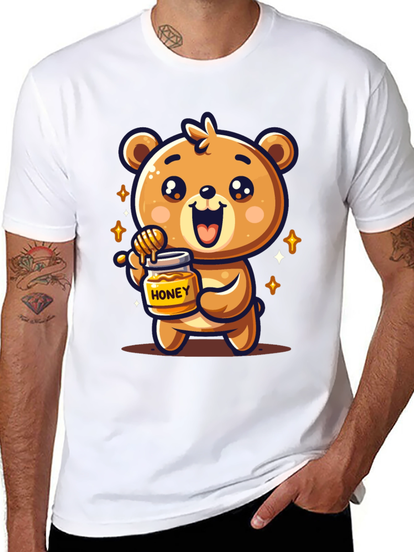 Cute Bear Honey Jar Graphic Tee