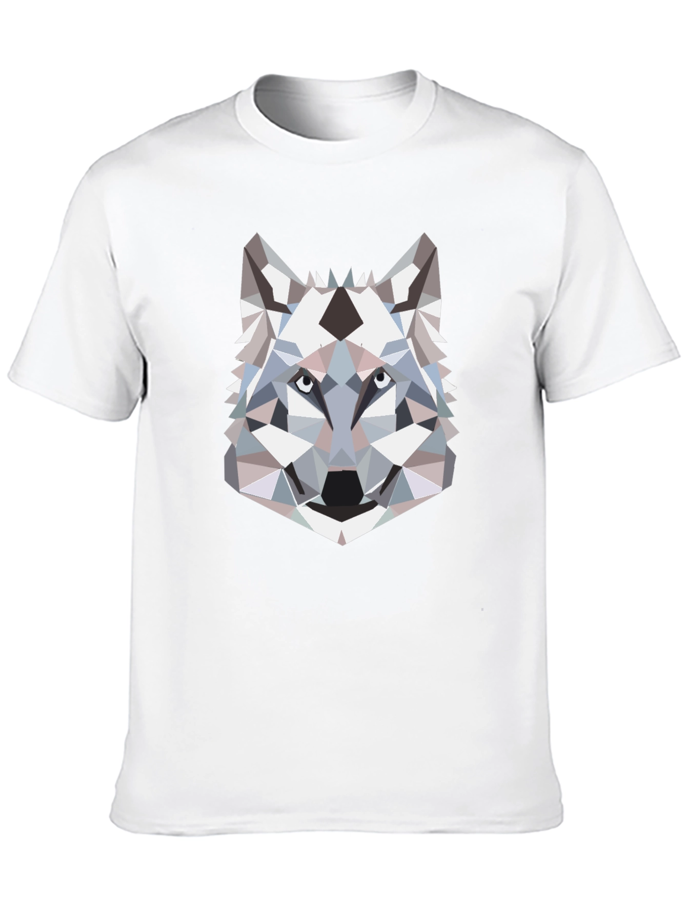 Geometric Wolf Head Graphic T-Shirt - Black