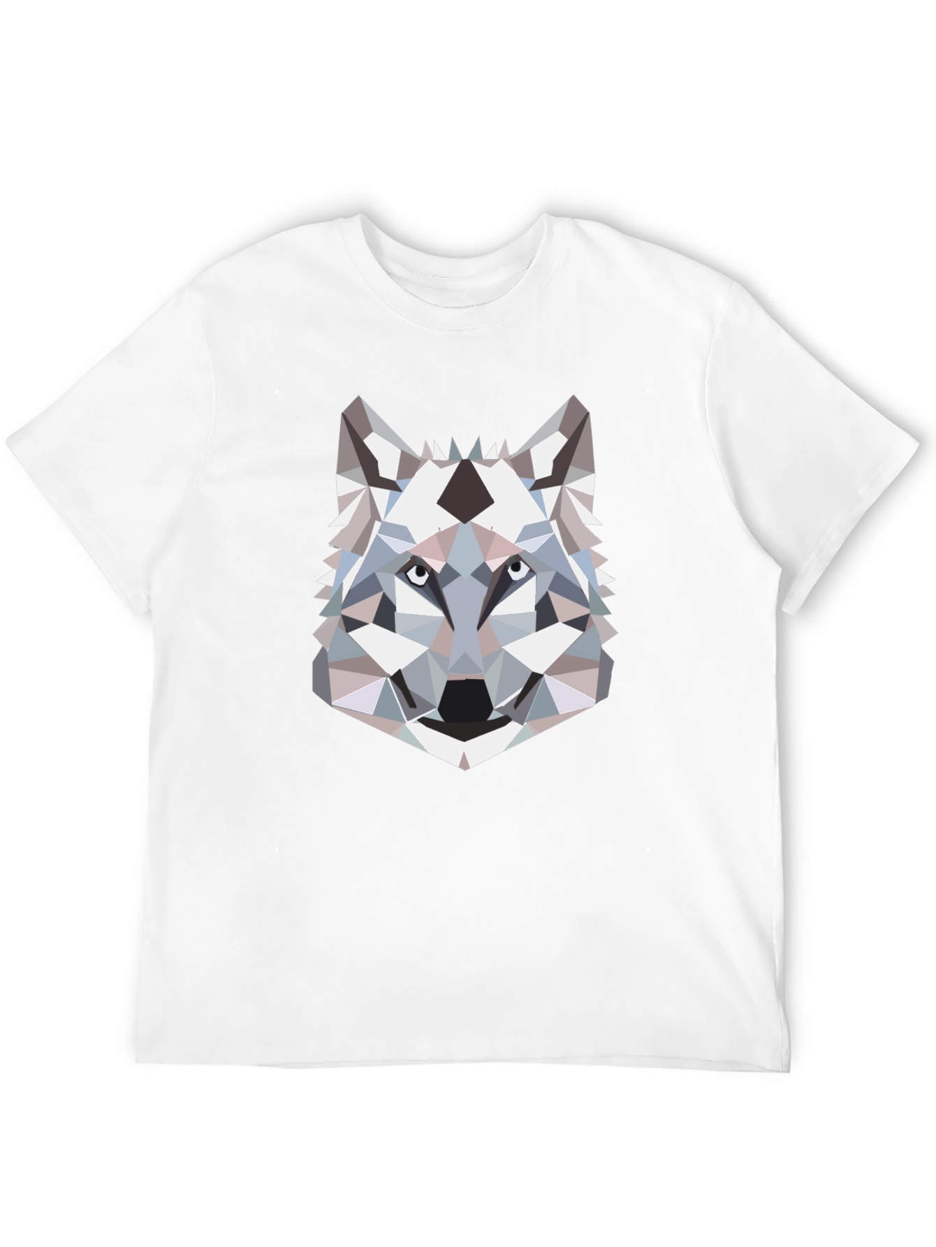 Geometric Wolf Head Graphic T-Shirt - Black