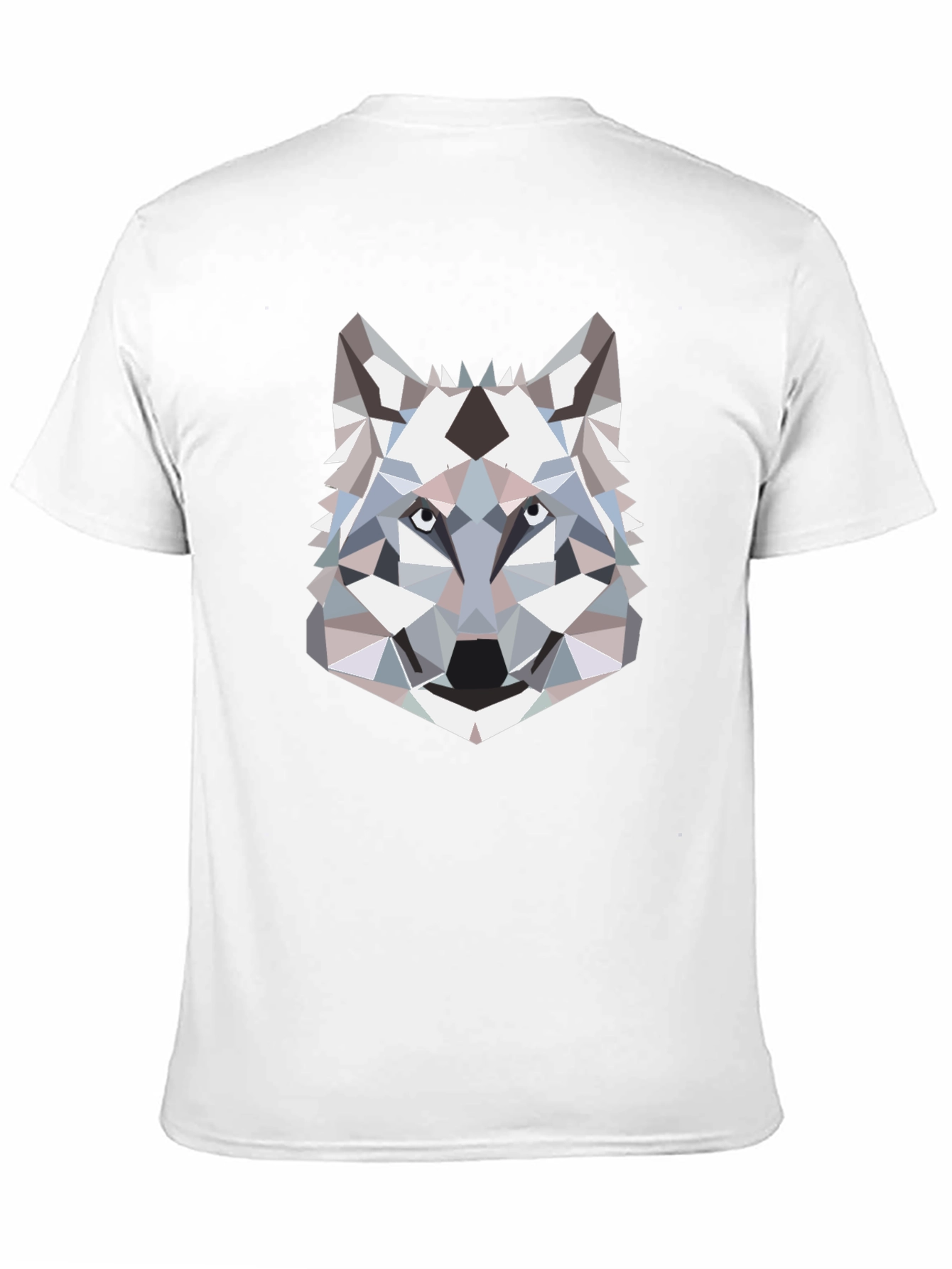 Geometric Wolf Head Graphic T-Shirt - Black