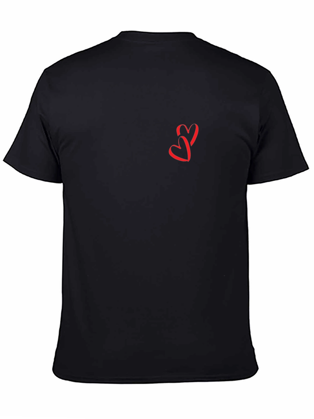 Mens Black T-Shirt with Red Heart Graphic