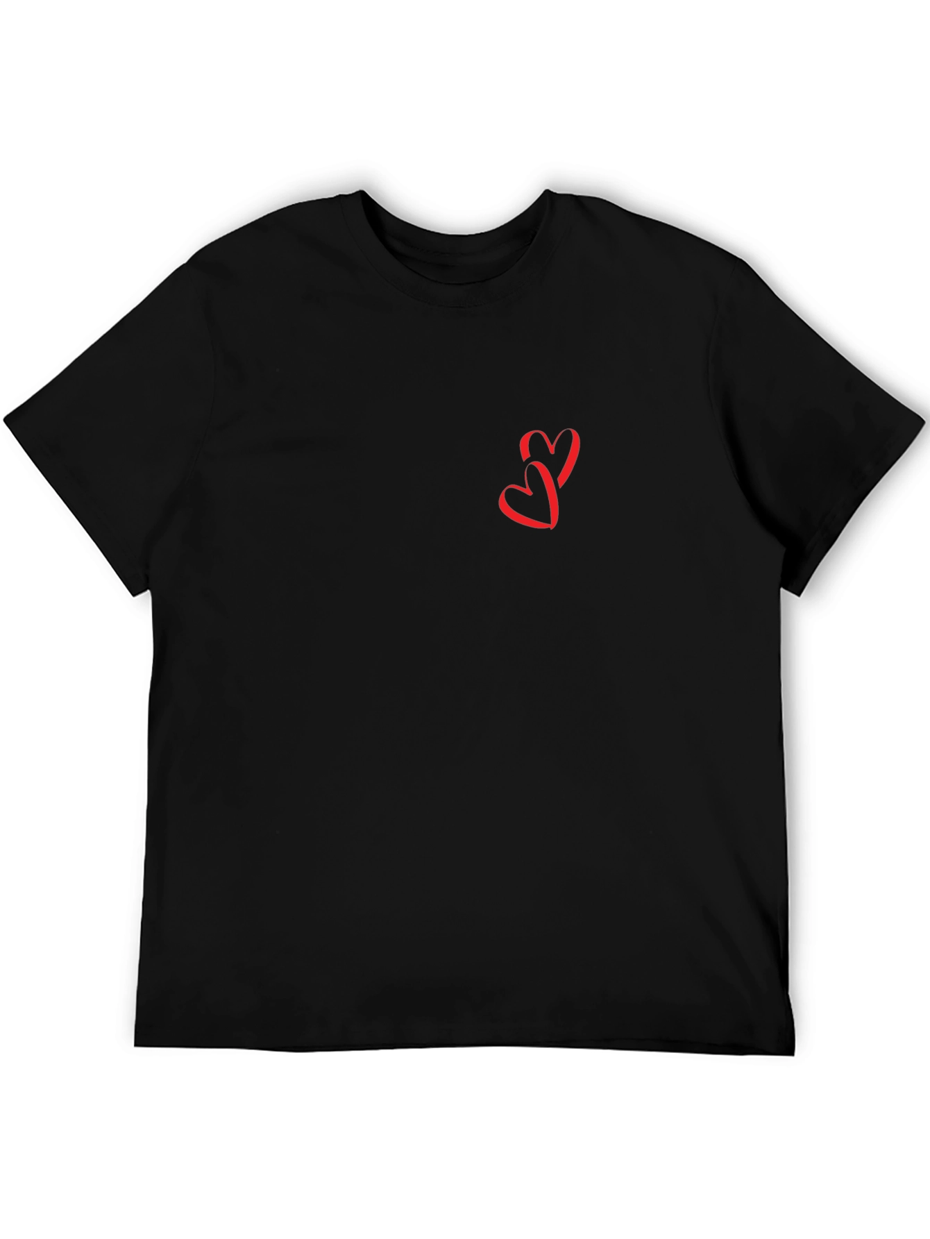 Mens Black T-Shirt with Red Heart Graphic