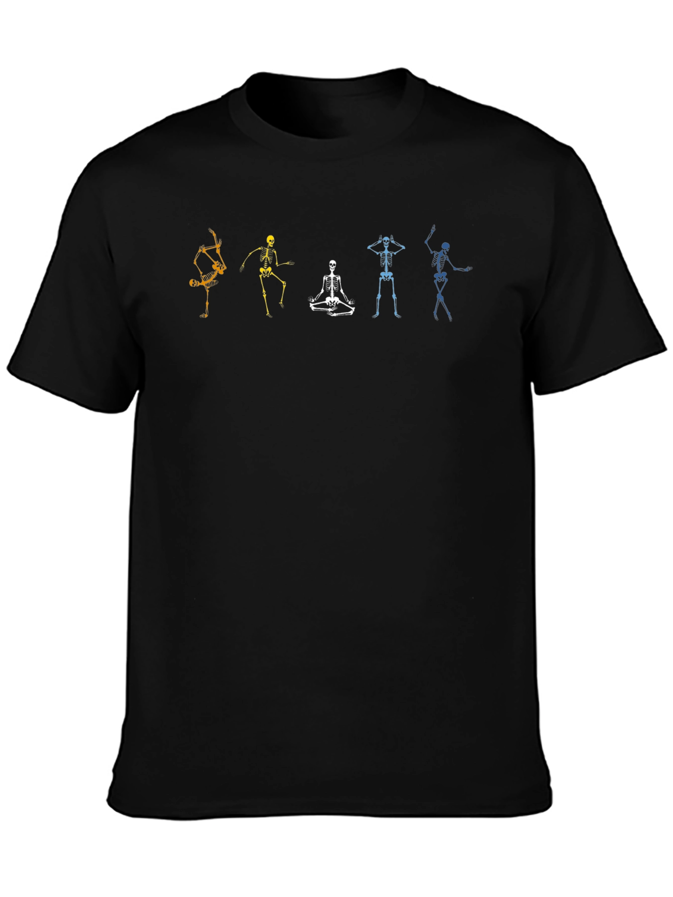 Dancing Skeletons Graphic Tee - Black Cotton T-Shirt