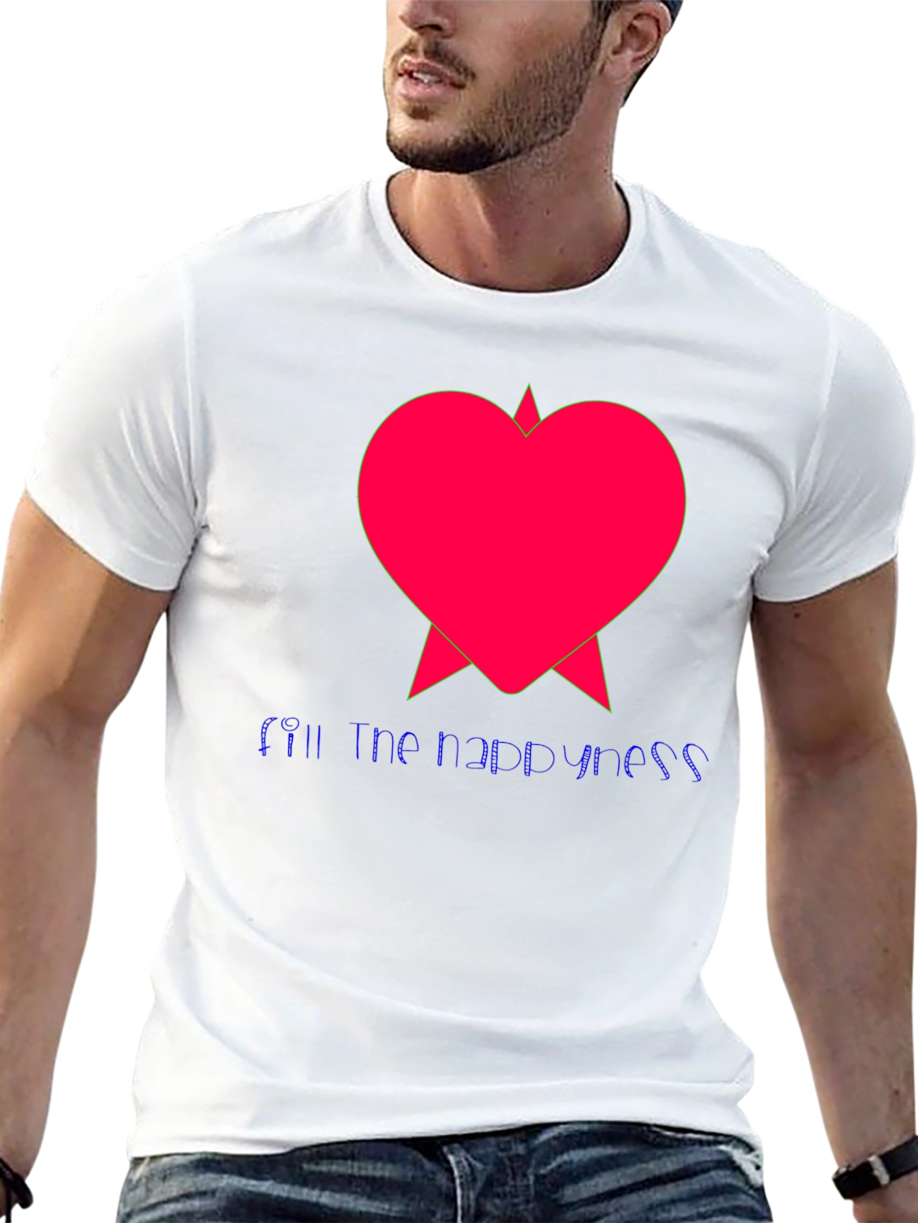 Stylish Fill the happiness Heart Graphic Tee