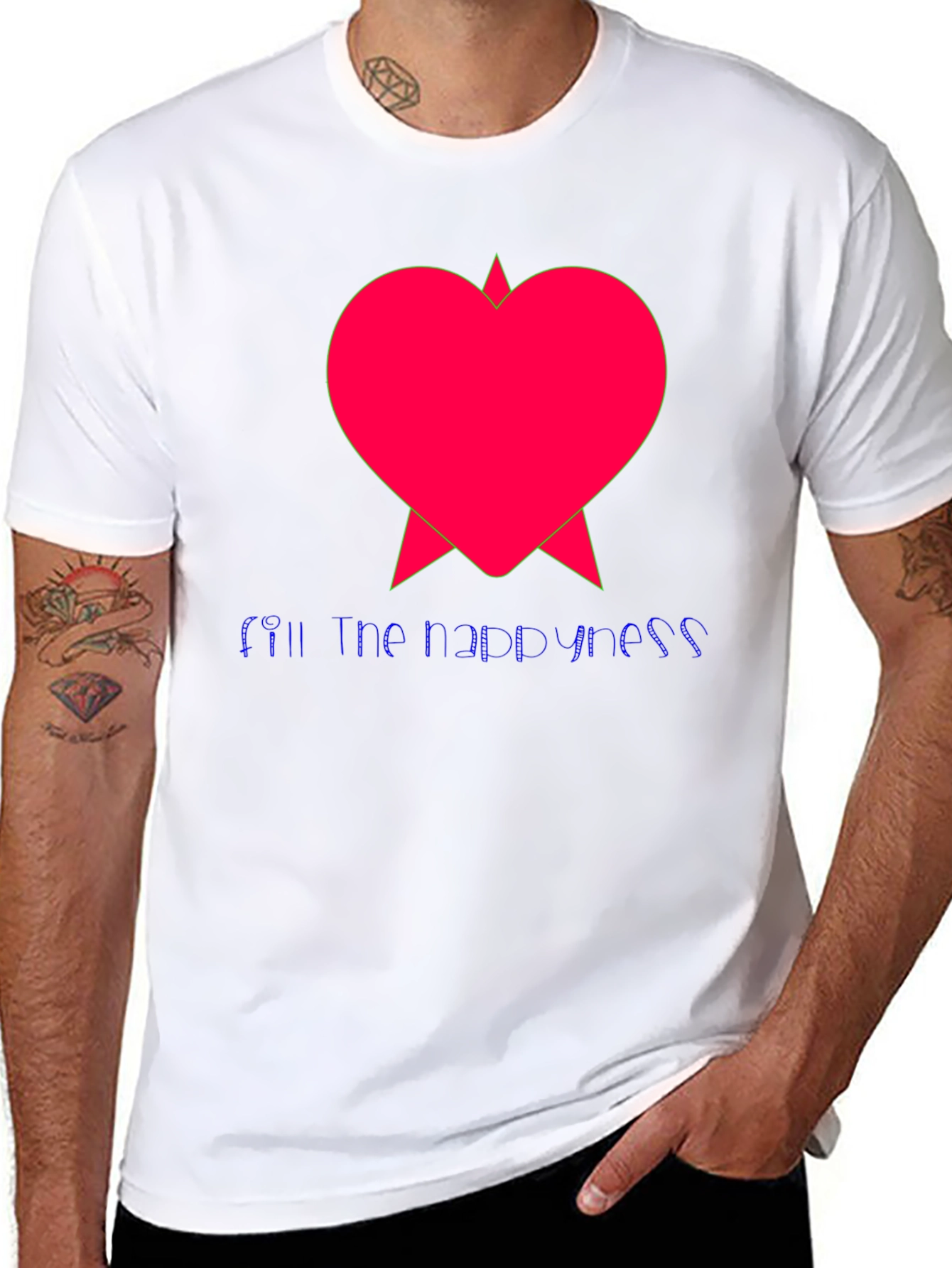 Stylish Fill the happiness Heart Graphic Tee