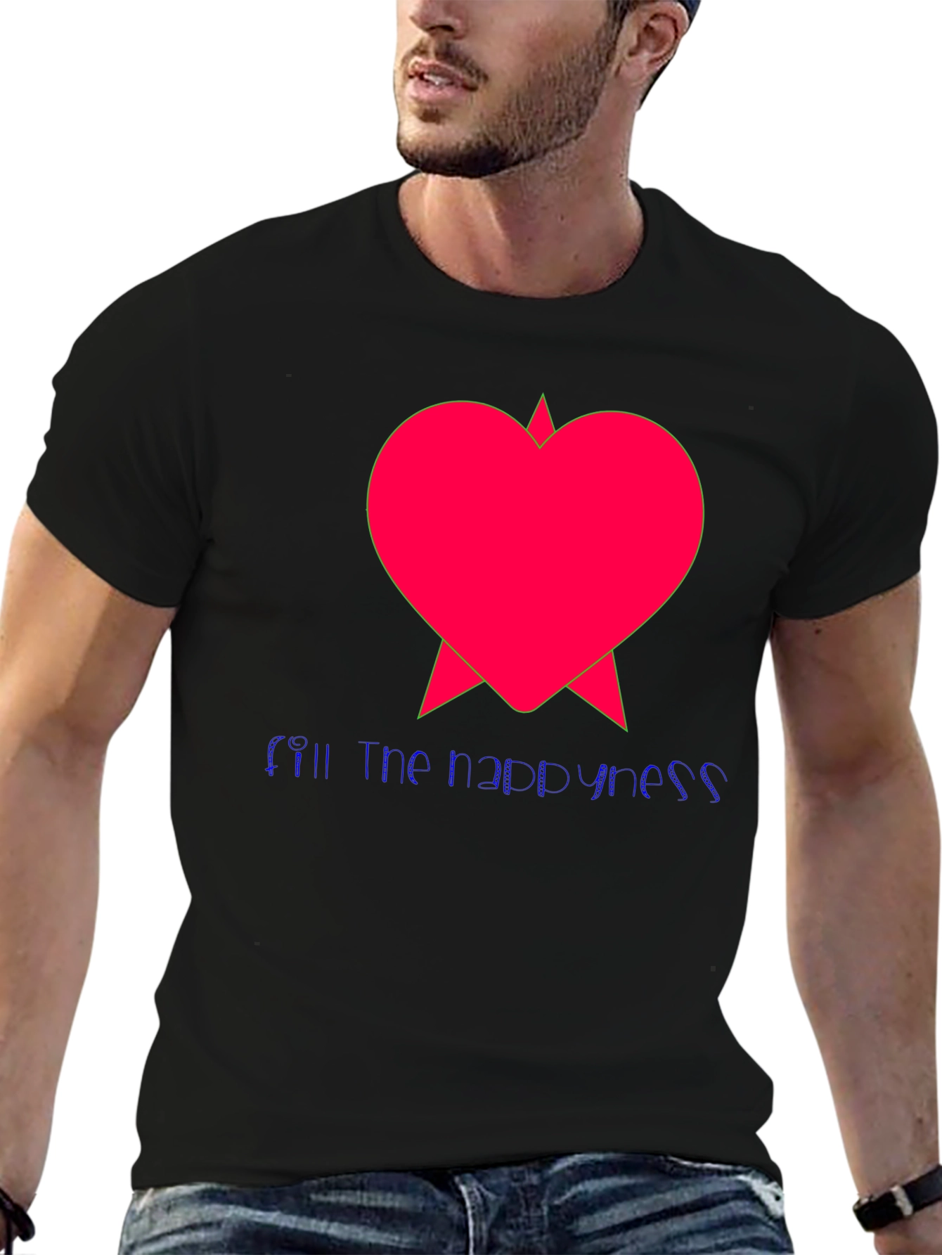 Stylish Fill the happiness Heart Graphic Tee