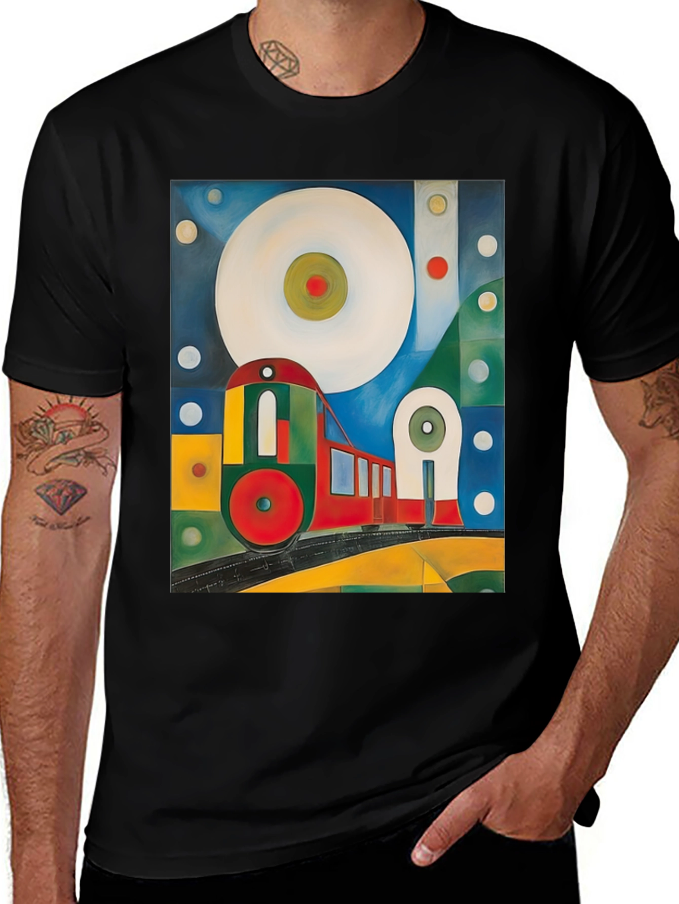 Abstract Train Graphic Tee - Bold and Unique