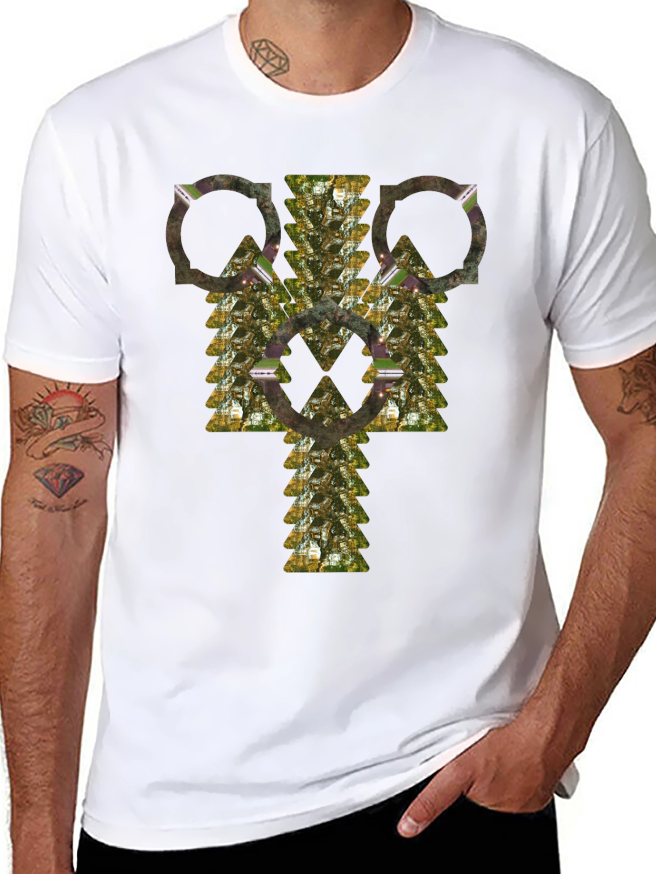 Abstract Geometric Pattern Black T-Shirt