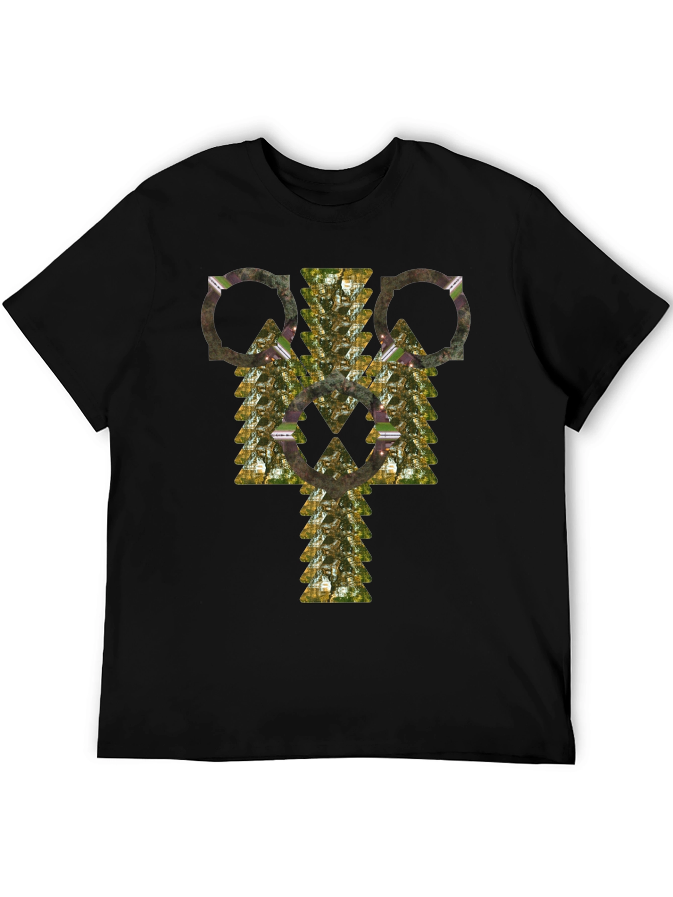 Abstract Geometric Pattern Black T-Shirt