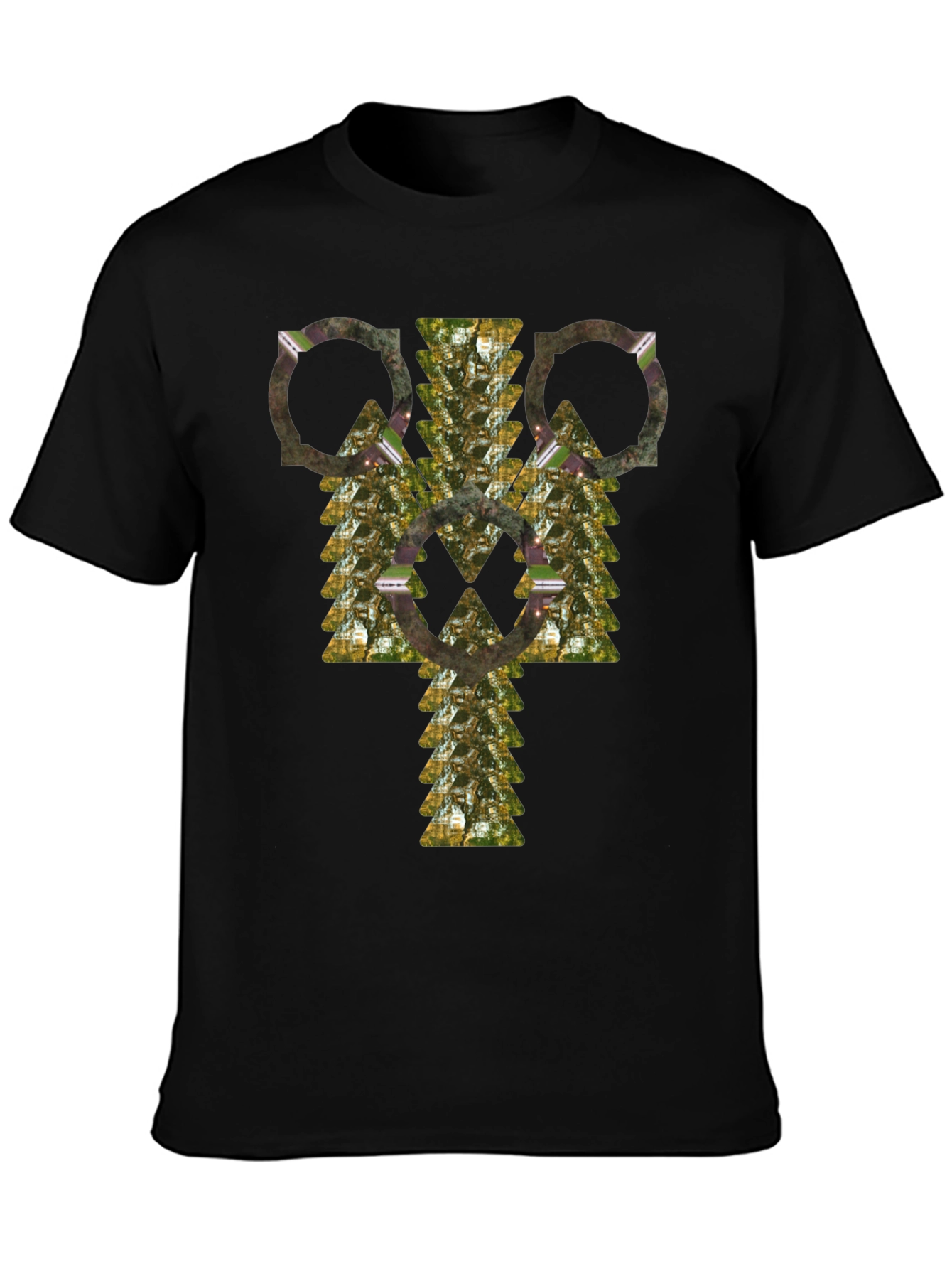 Abstract Geometric Pattern Black T-Shirt