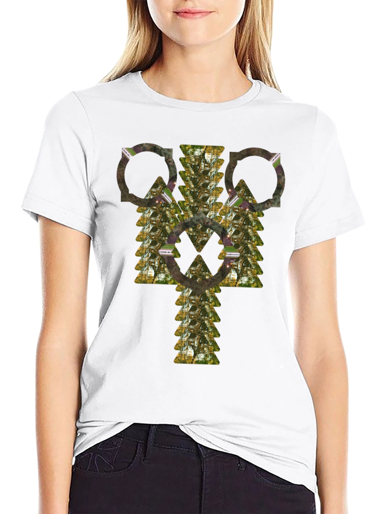 Abstract Geometric Pattern Black T-Shirt