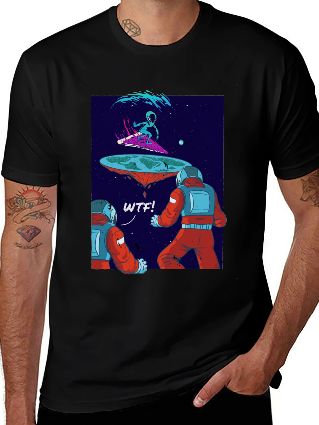 Astronauts & Alien Surfer Graphic T-Shirt