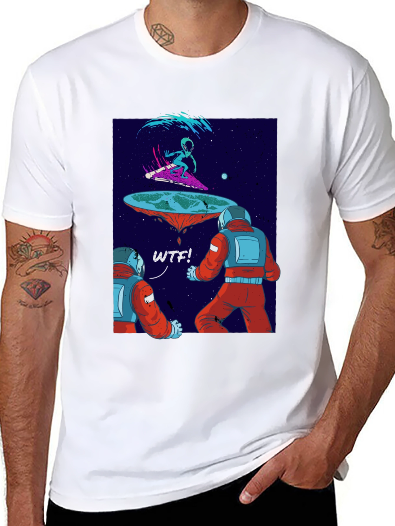 Astronauts & Alien Surfer Graphic T-Shirt