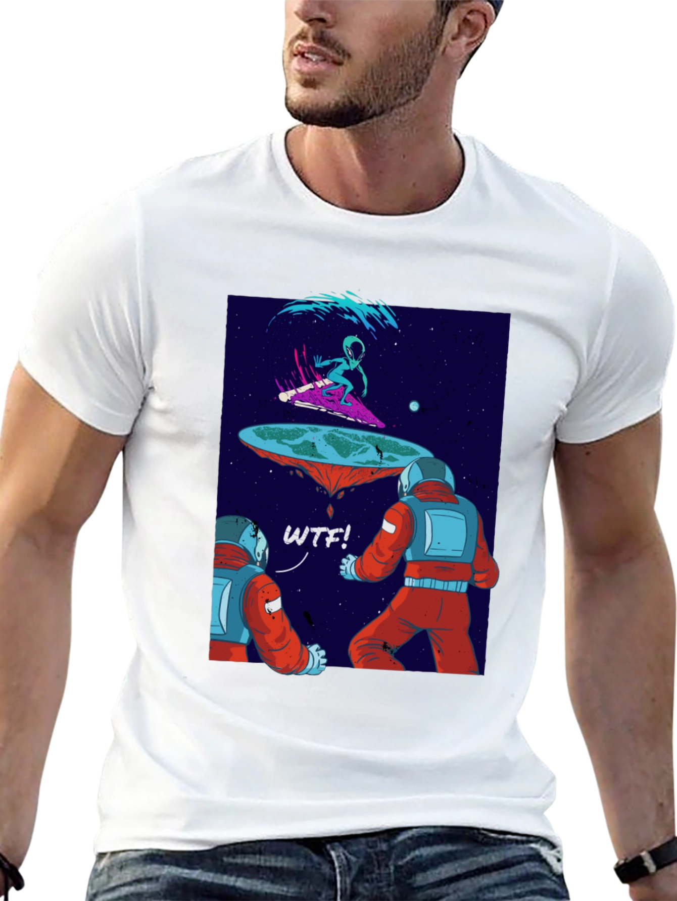 Astronauts & Alien Surfer Graphic T-Shirt