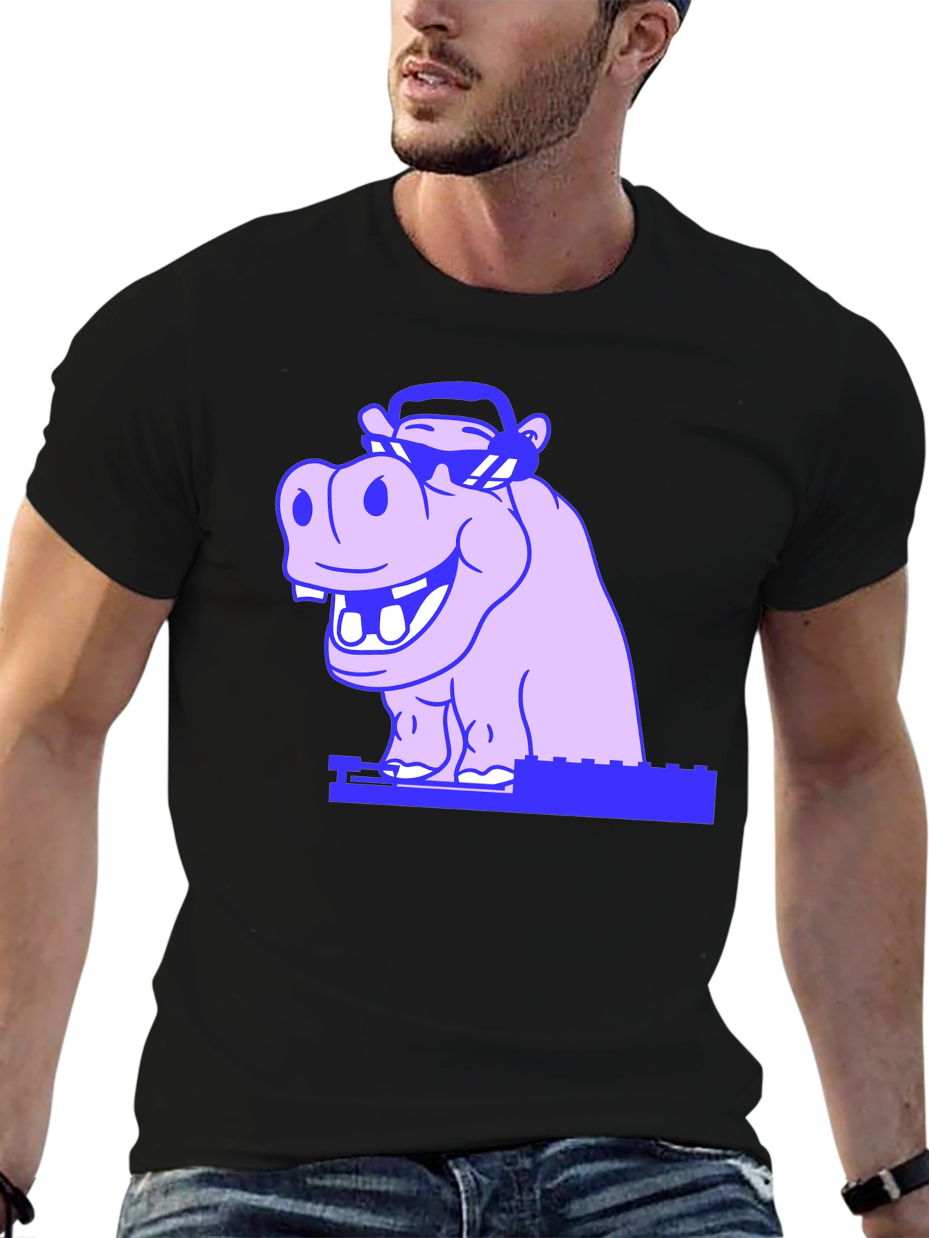 Cool Hippo Graphic Tee - Unisex Black T-Shirt