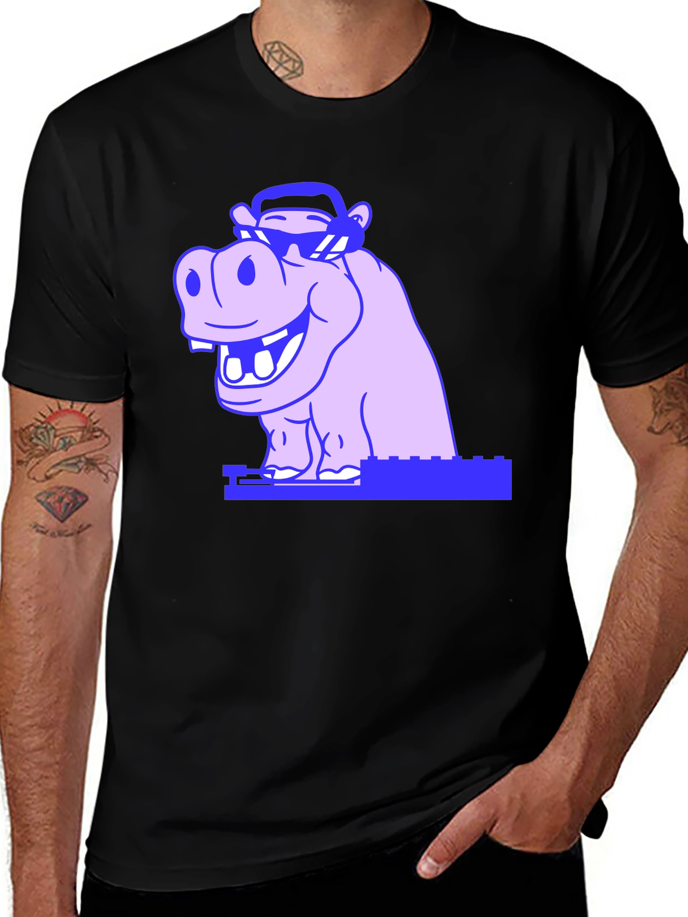 Cool Hippo Graphic Tee - Unisex Black T-Shirt