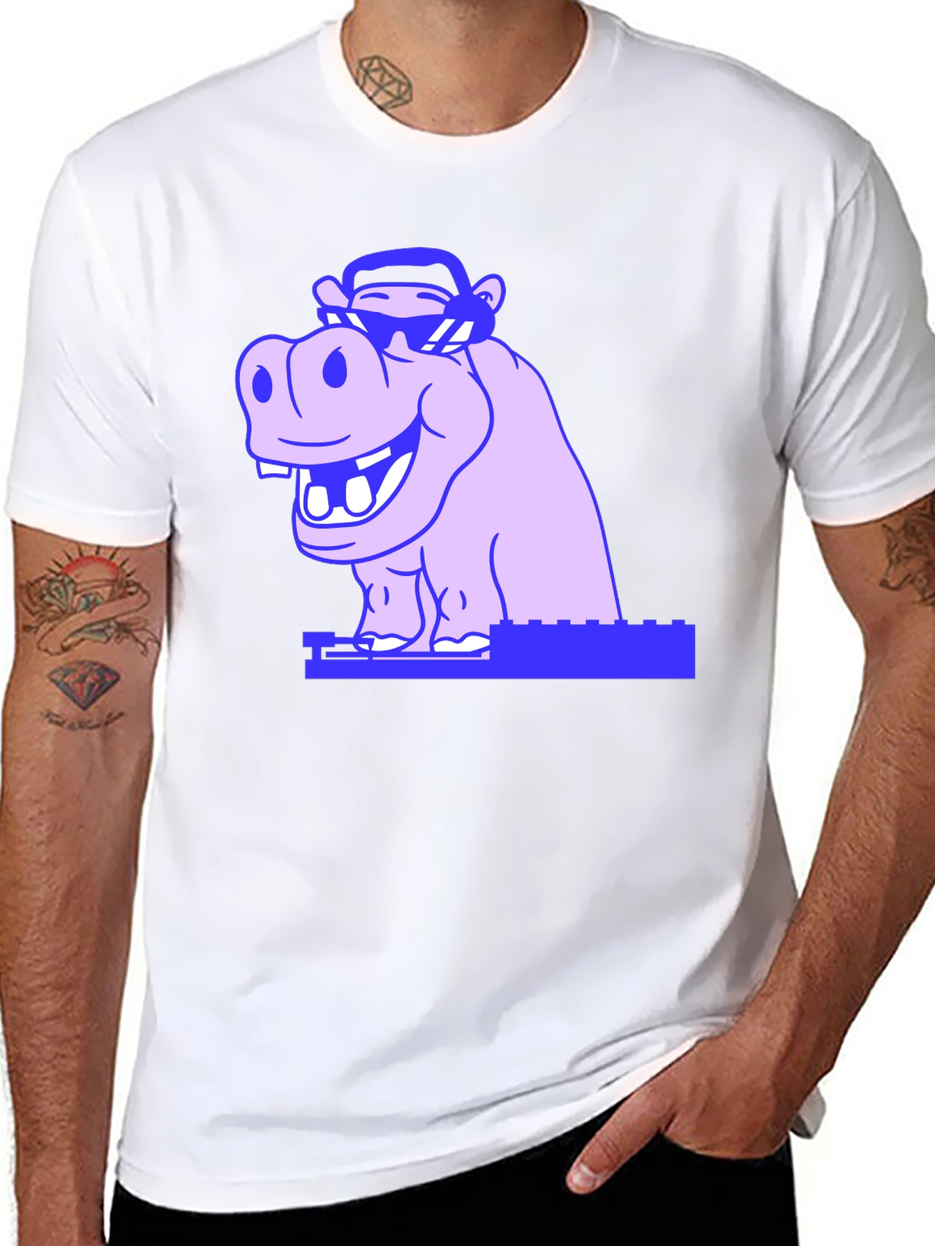 Cool Hippo Graphic Tee - Unisex Black T-Shirt