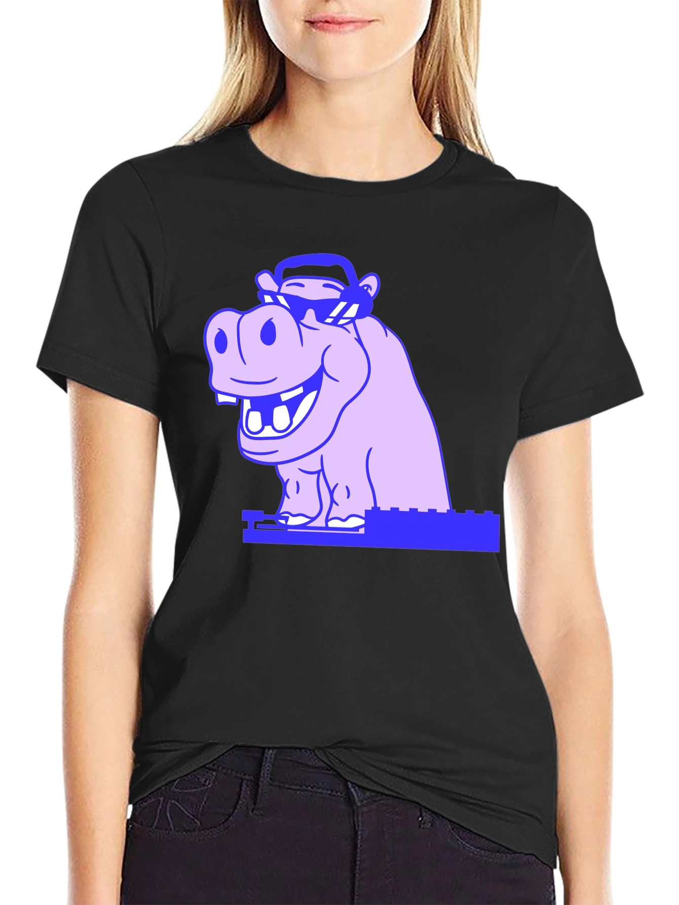 Cool Hippo Graphic Tee - Unisex Black T-Shirt