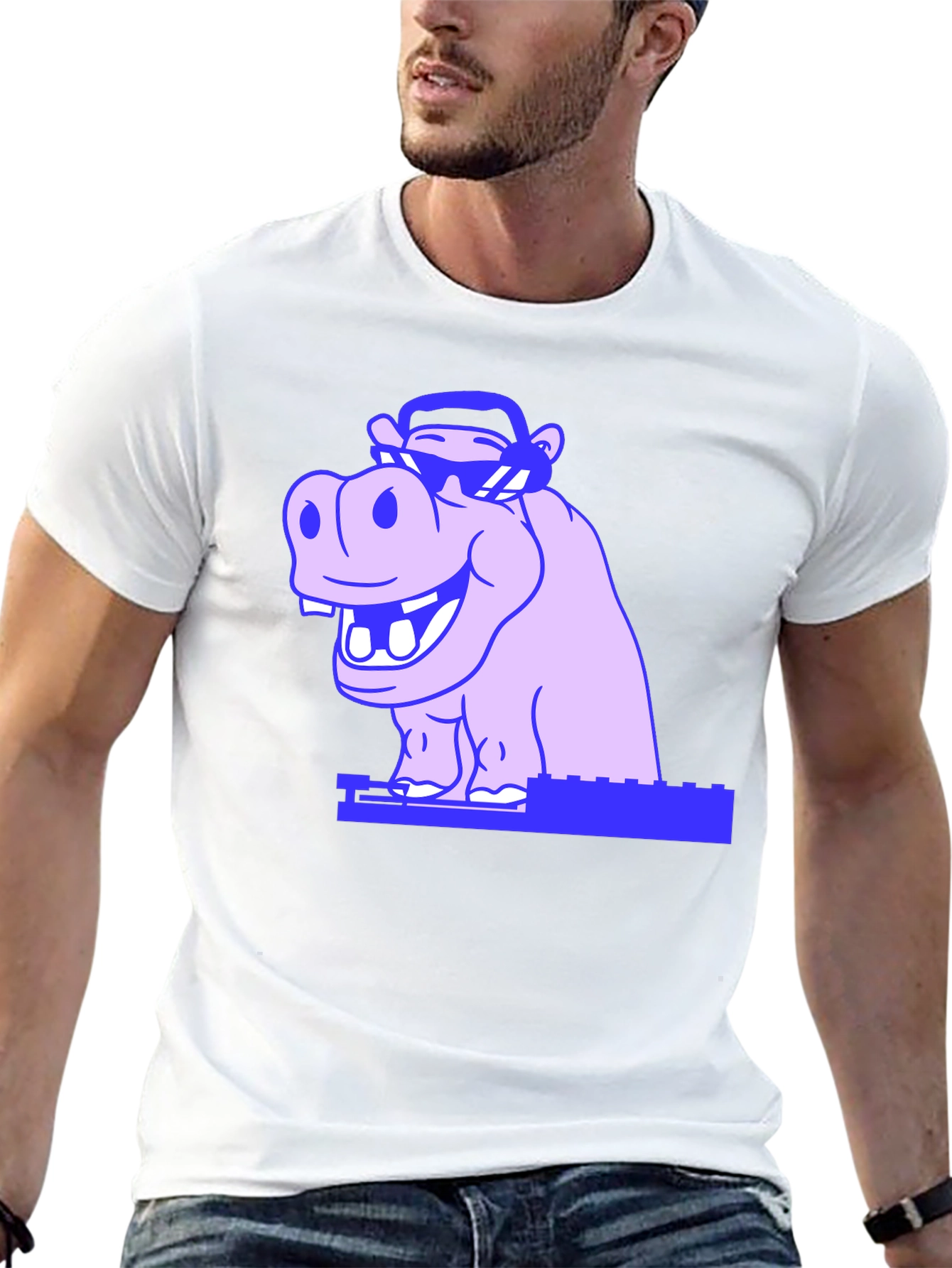 Cool Hippo Graphic Tee - Unisex Black T-Shirt