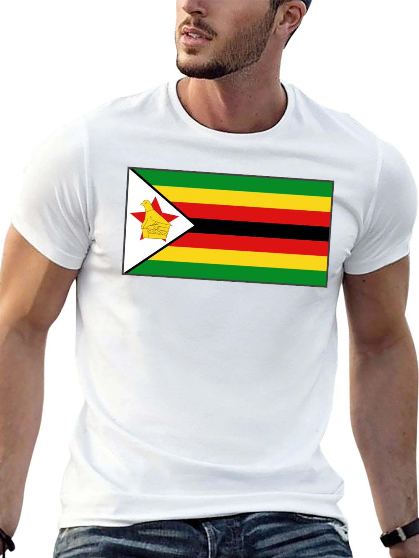 Zimbabwe Flag T-Shirt - Black Cotton Tee