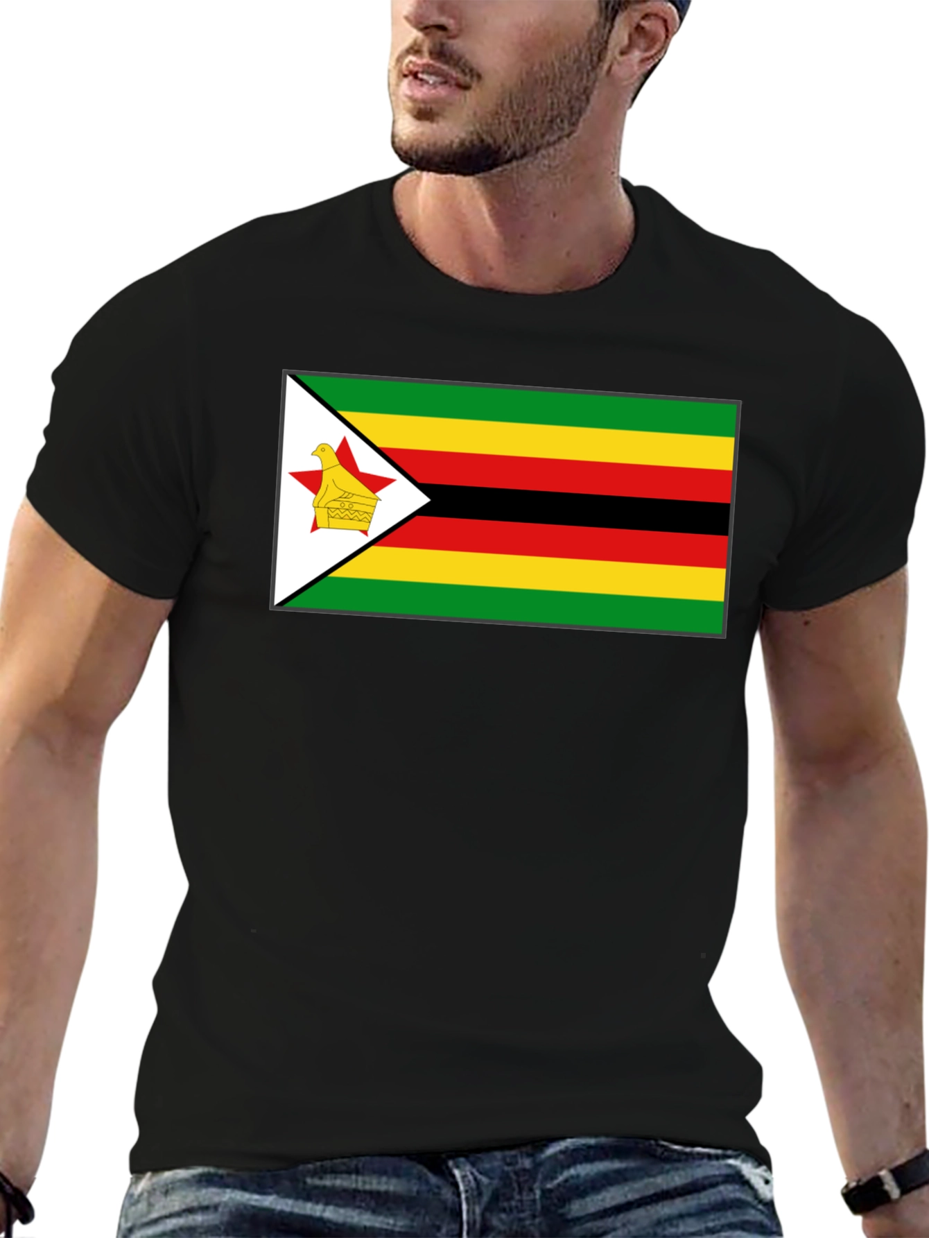 Zimbabwe Flag T-Shirt - Black Cotton Tee