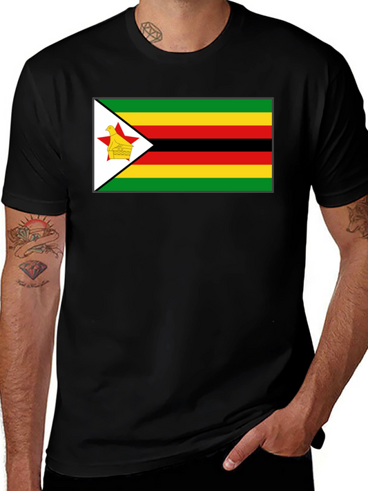 Zimbabwe Flag T-Shirt - Black Cotton Tee