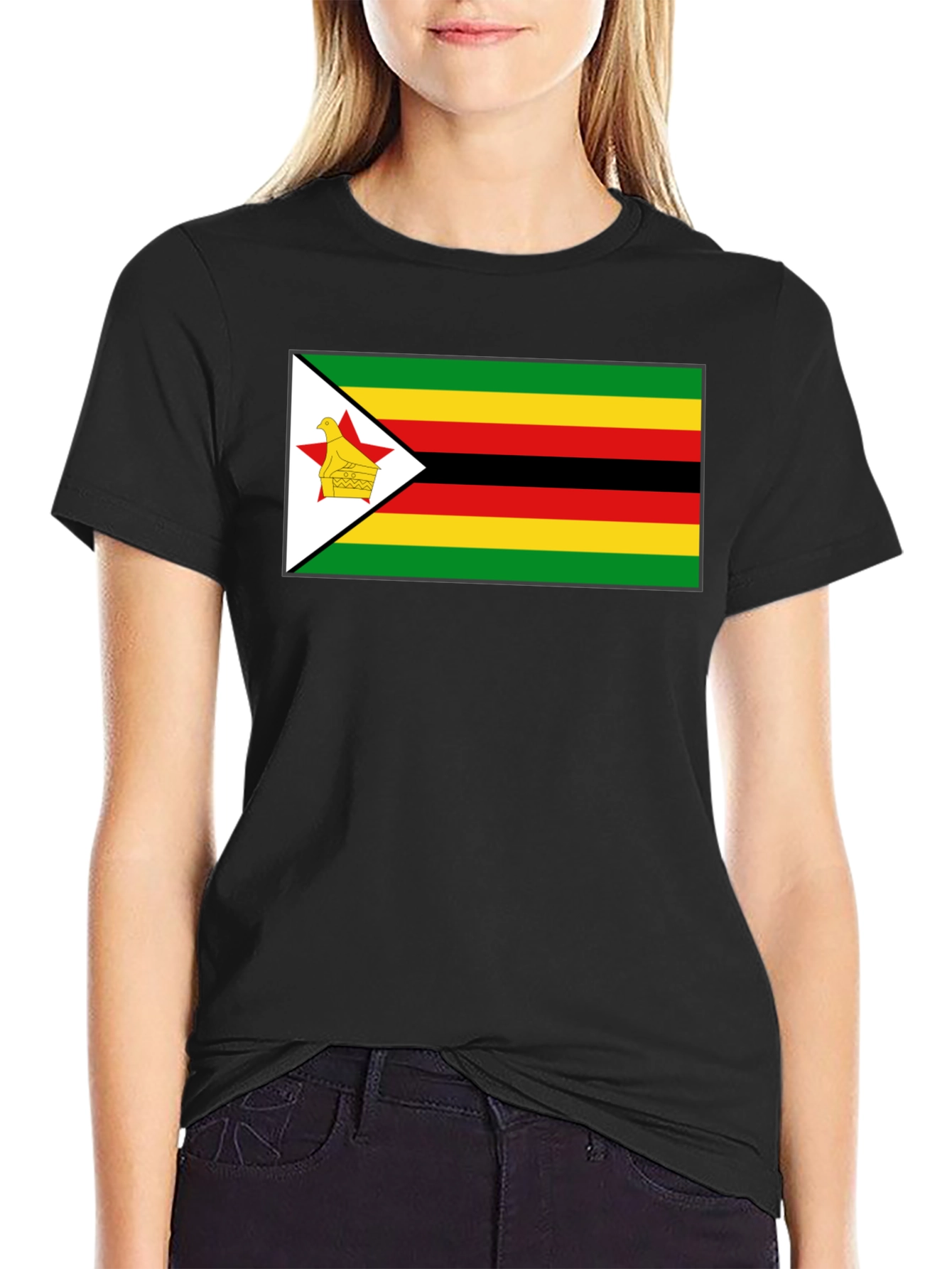 Zimbabwe Flag T-Shirt - Black Cotton Tee