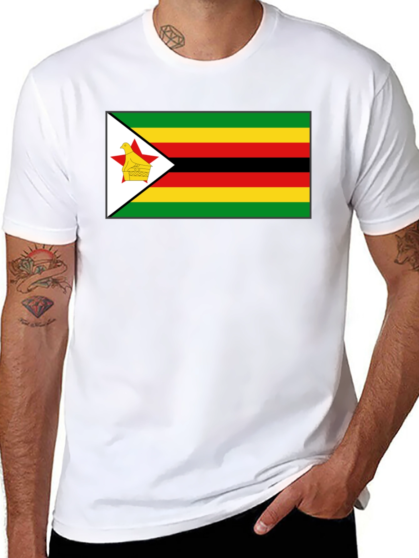 Zimbabwe Flag T-Shirt - Black Cotton Tee