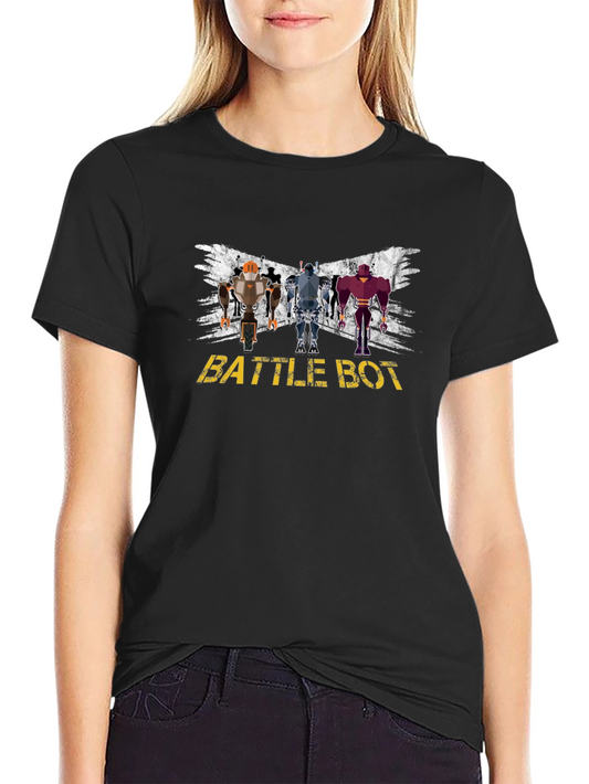 Battle Bot Graphic T-Shirt - Black Crew Neck