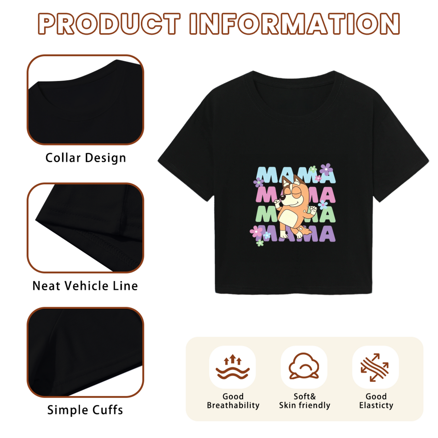 Colorful Mama Chilli Bluey Cartoon Graphic Crop Top