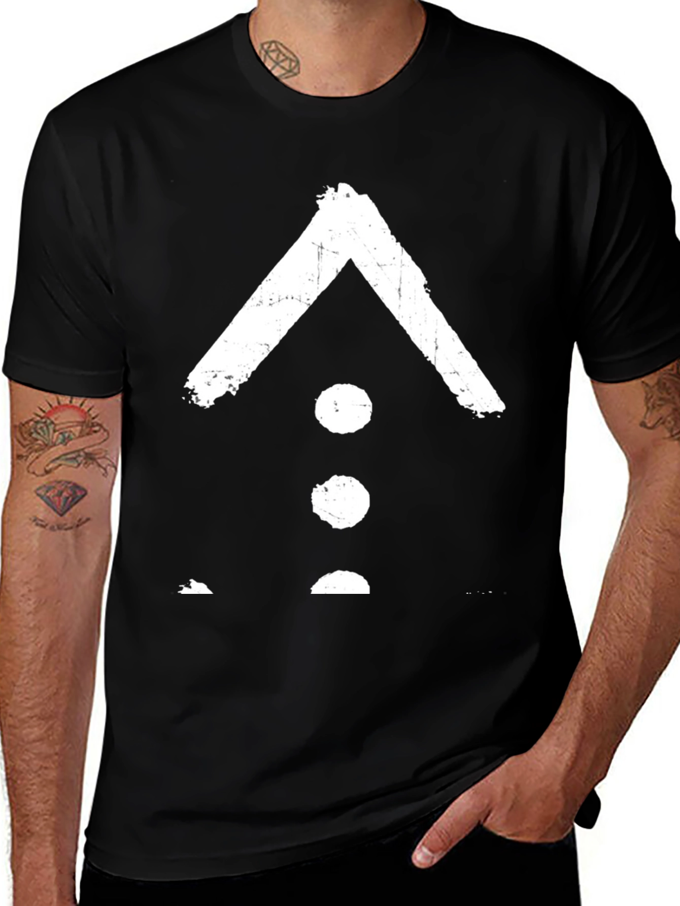 Mens Black T-Shirt with White Kayi Tribe Symbol
