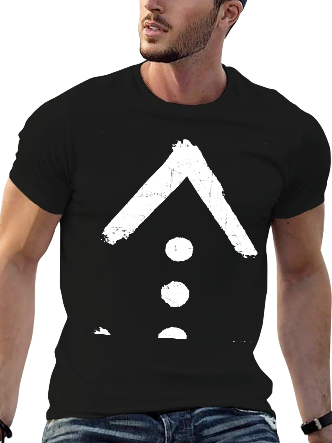Mens Black T-Shirt with White Kayi Tribe Symbol