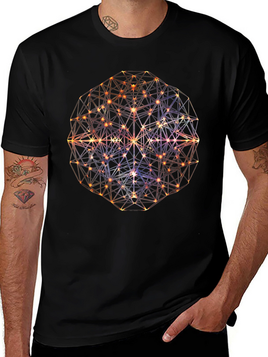 Geometric Sphere Graphic Print Mens Black T-Shirt