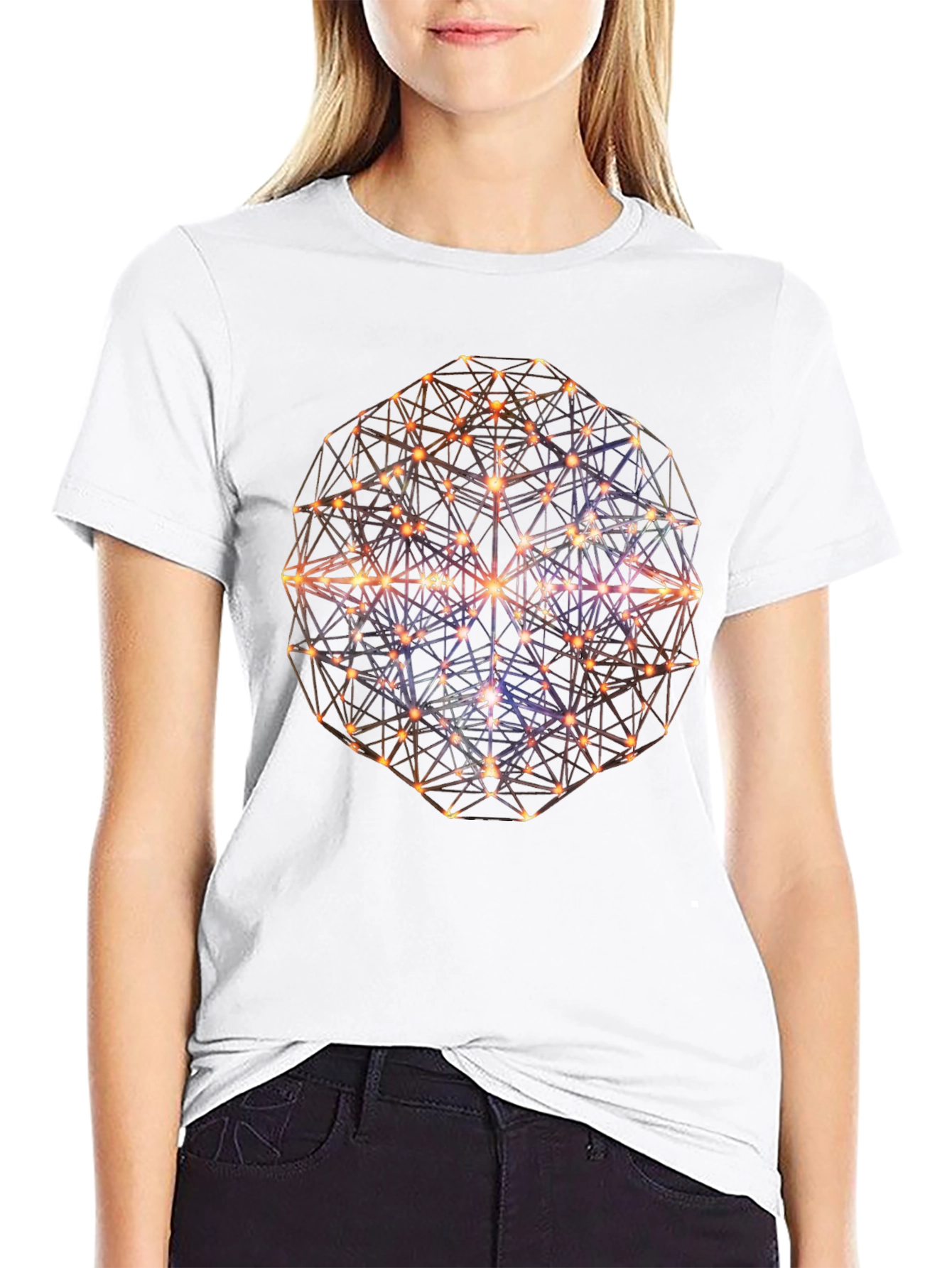 Geometric Sphere Graphic Print Mens Black T-Shirt