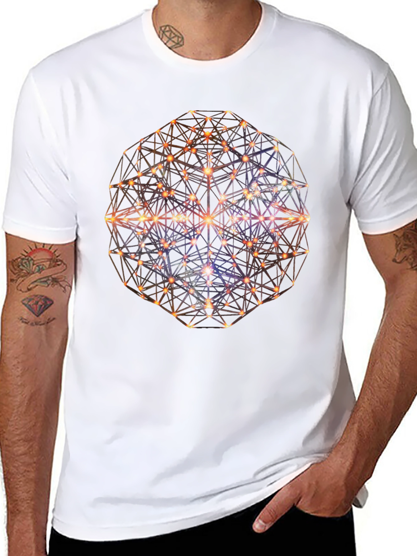 Geometric Sphere Graphic Print Mens Black T-Shirt