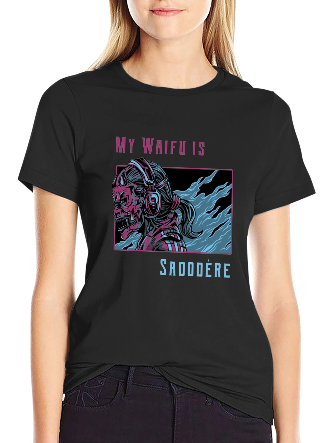 My Waifu Is Sadodere Black T-Shirt