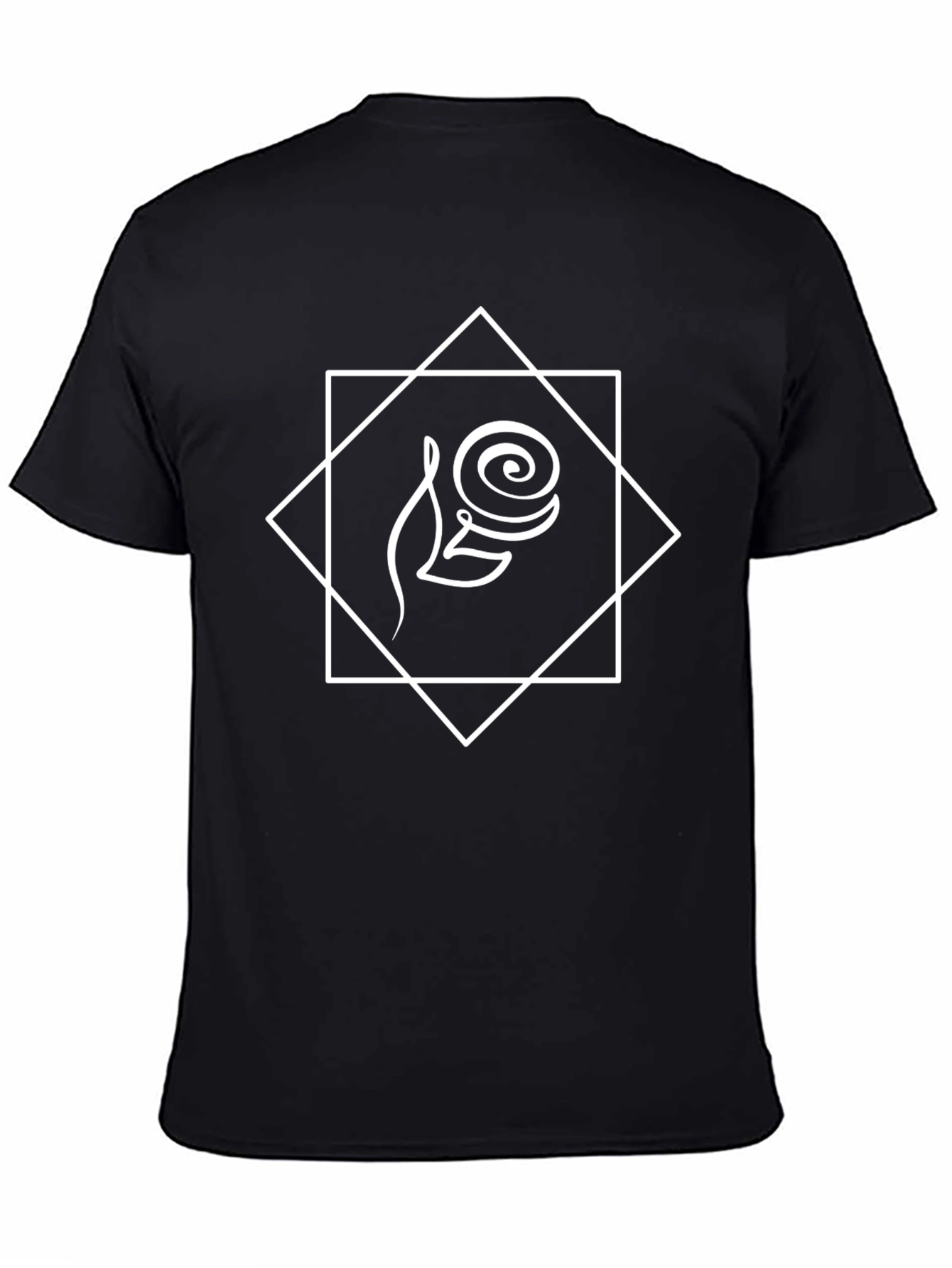 Geometric Rose Graphic Tee - Black