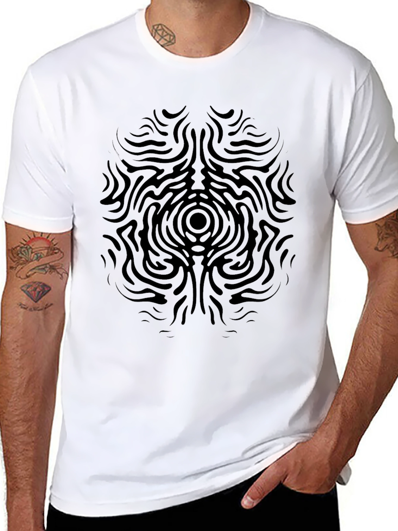Abstract Pattern Mens Black T-Shirt