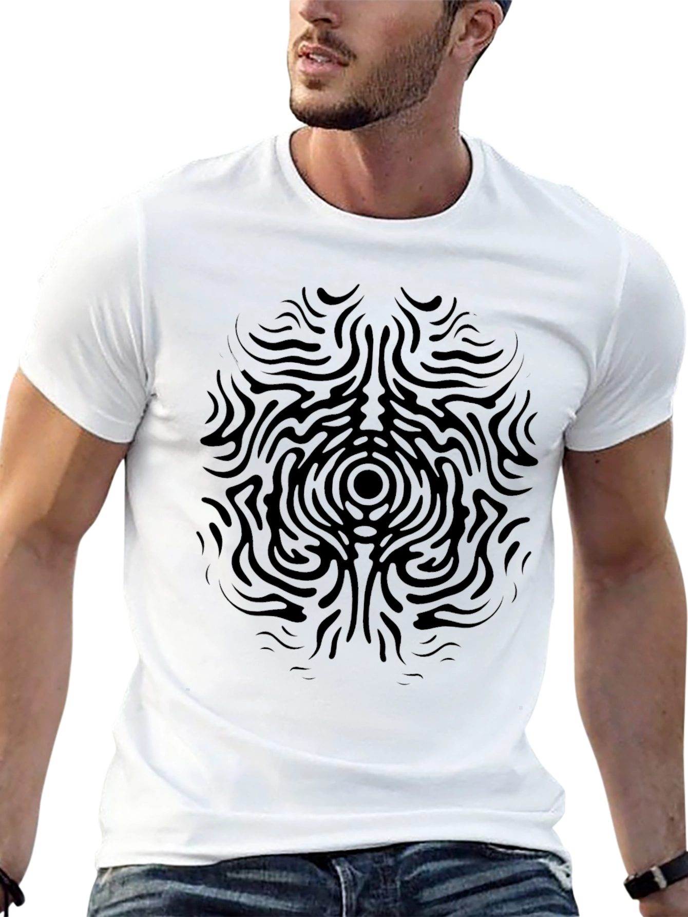 Abstract Pattern Mens Black T-Shirt