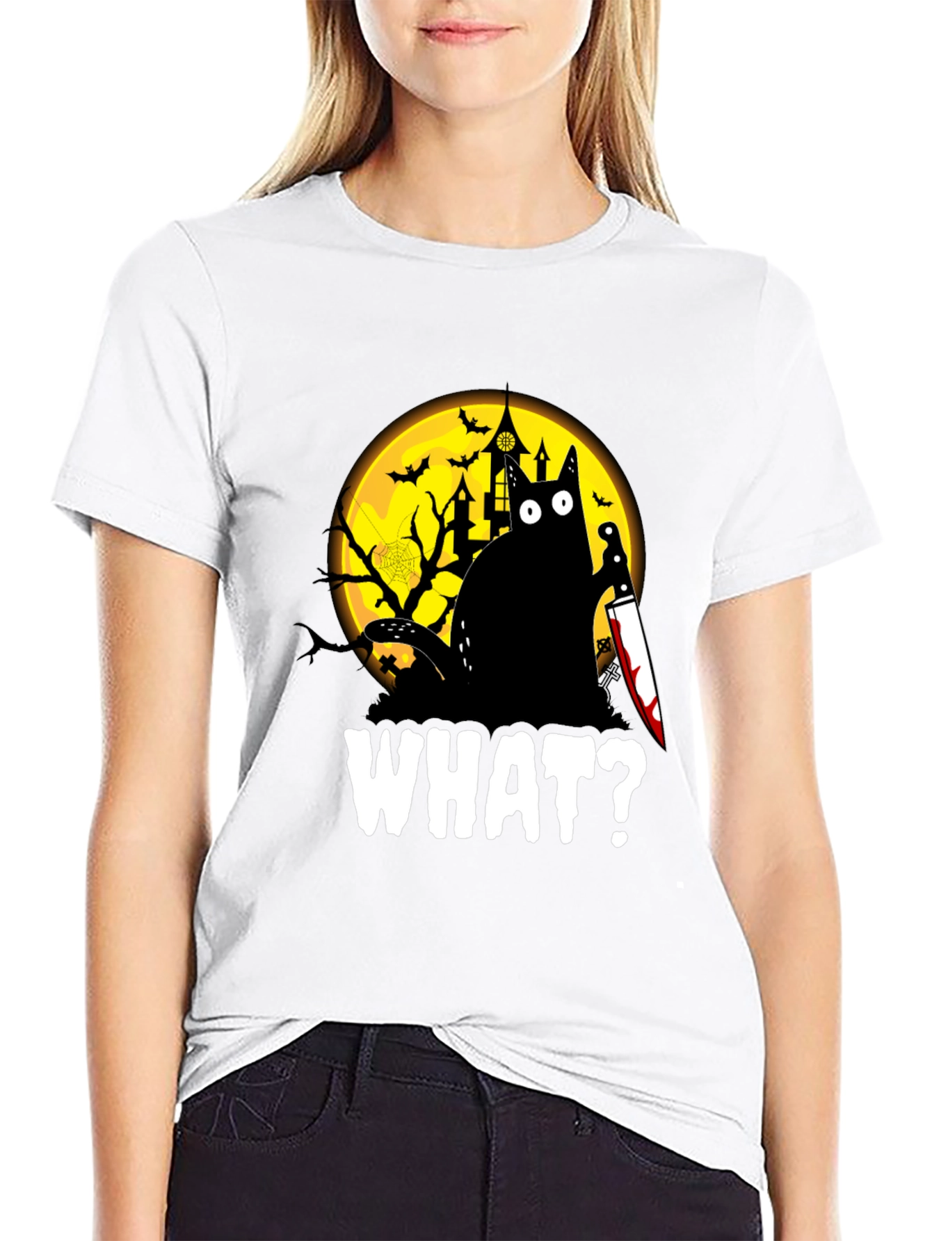 Halloween Cat T-Shirt - What?