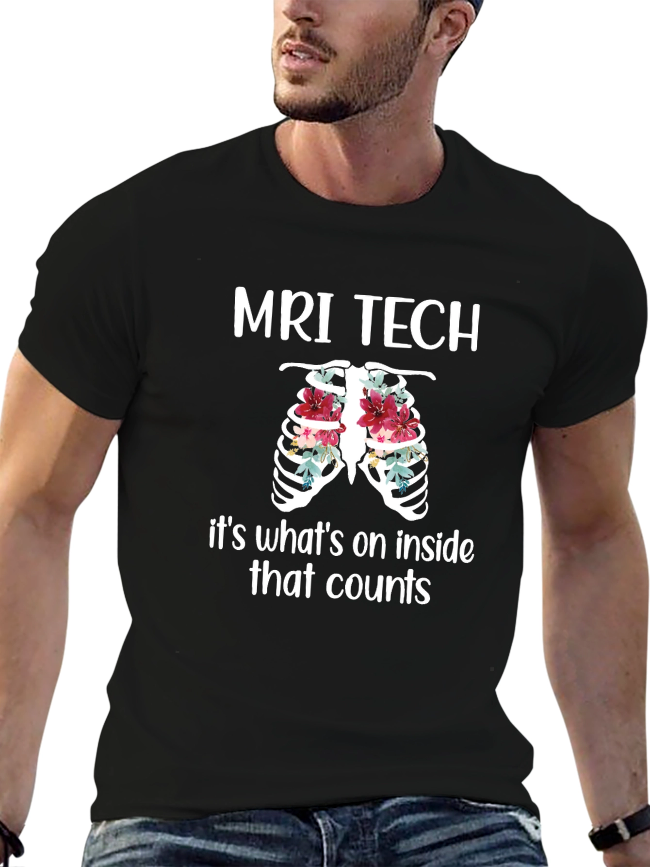 MRI Tech Ribcage Floral Graphic Tee