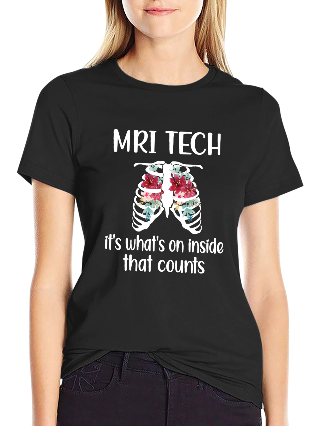 MRI Tech Ribcage Floral Graphic Tee