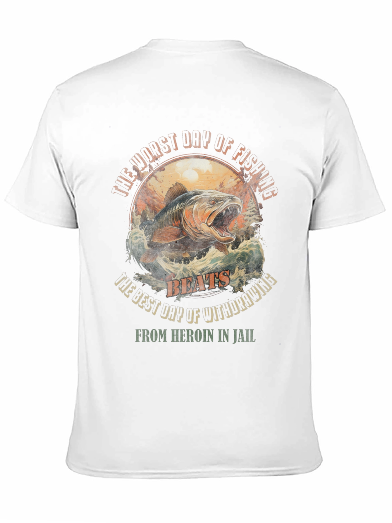 Fishing vs. Heroin Black Graphic Tee