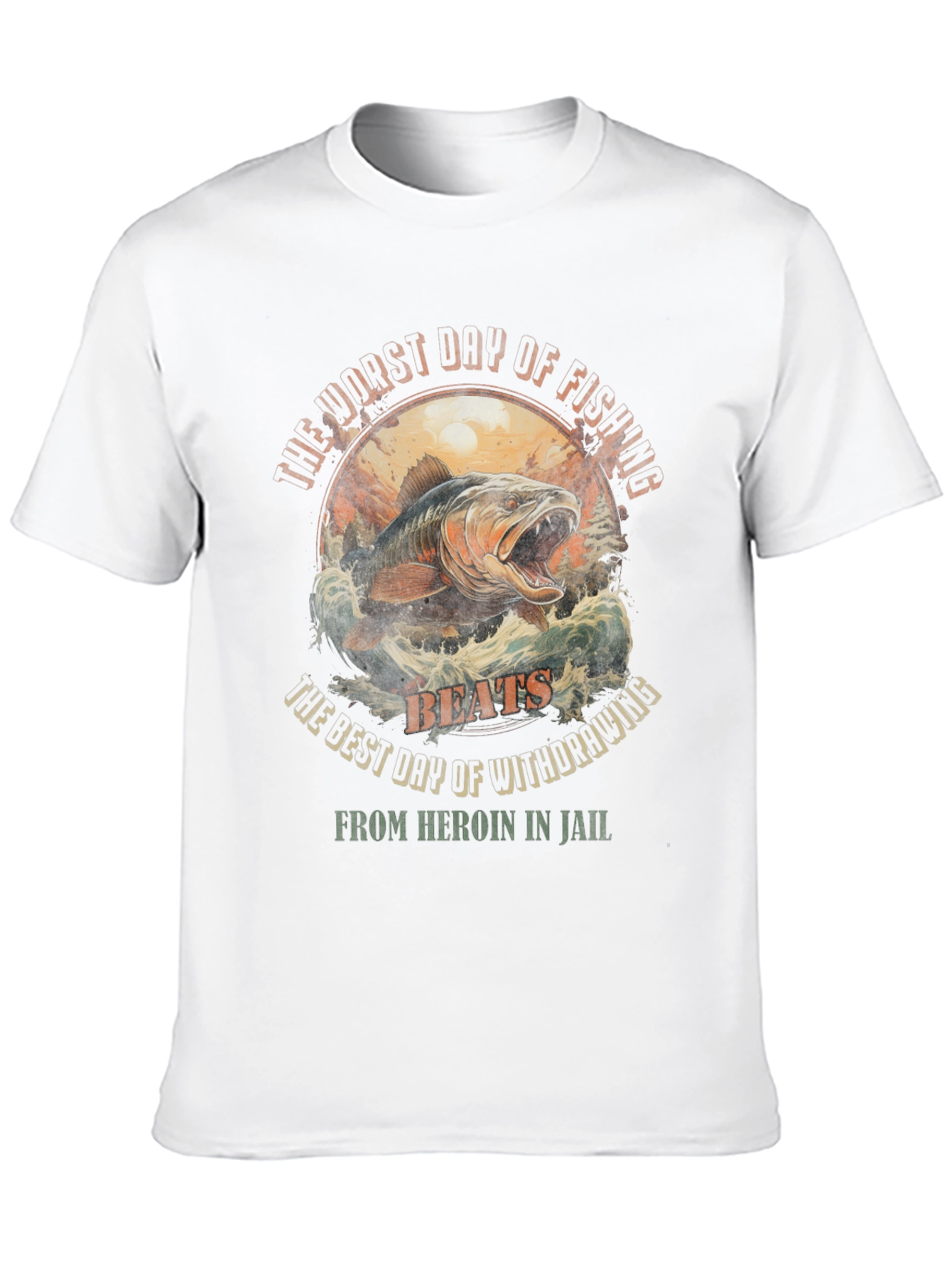Fishing vs. Heroin Black Graphic Tee