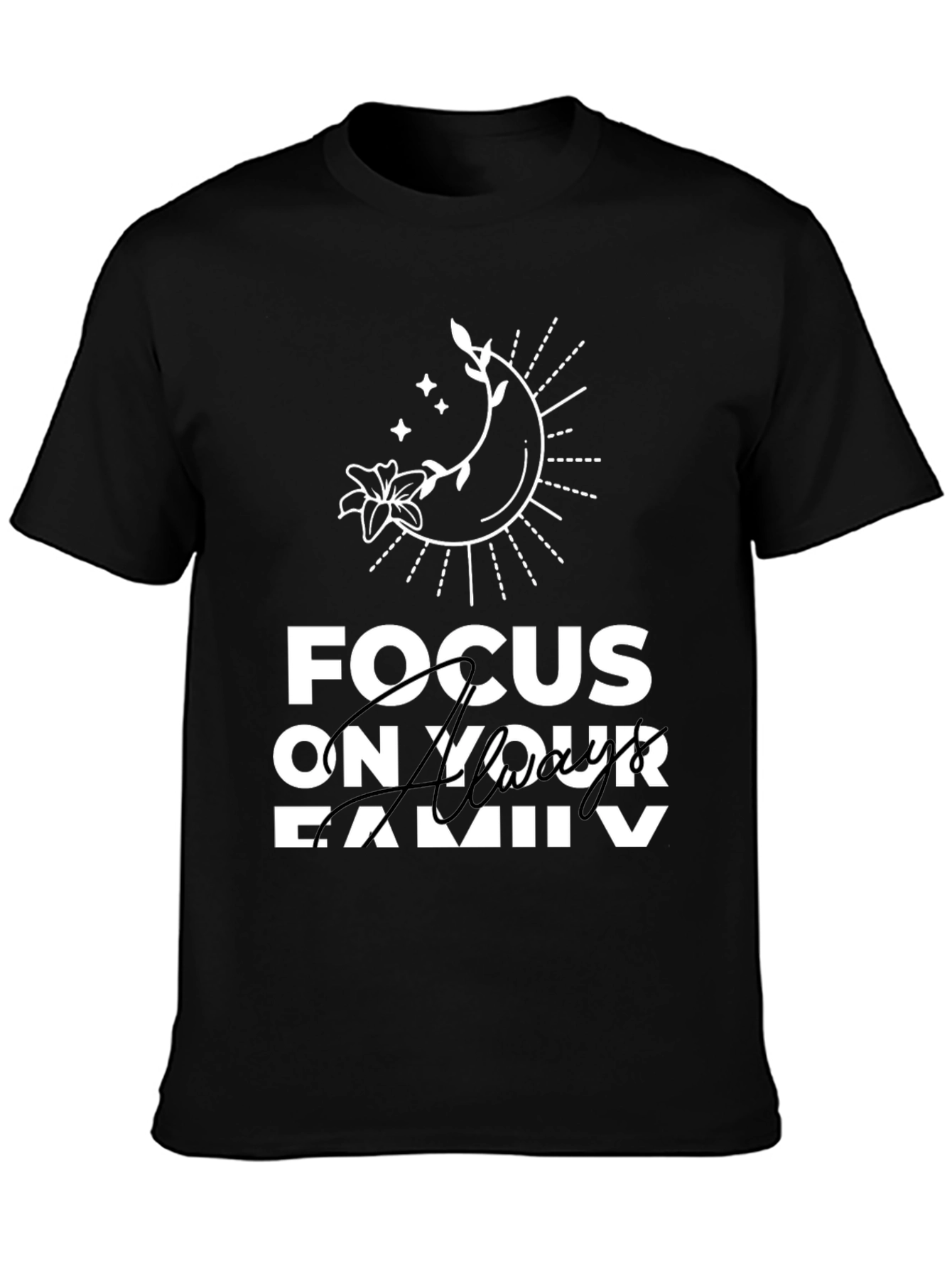 Focus On Your Family Graphic T-Shirt - Black