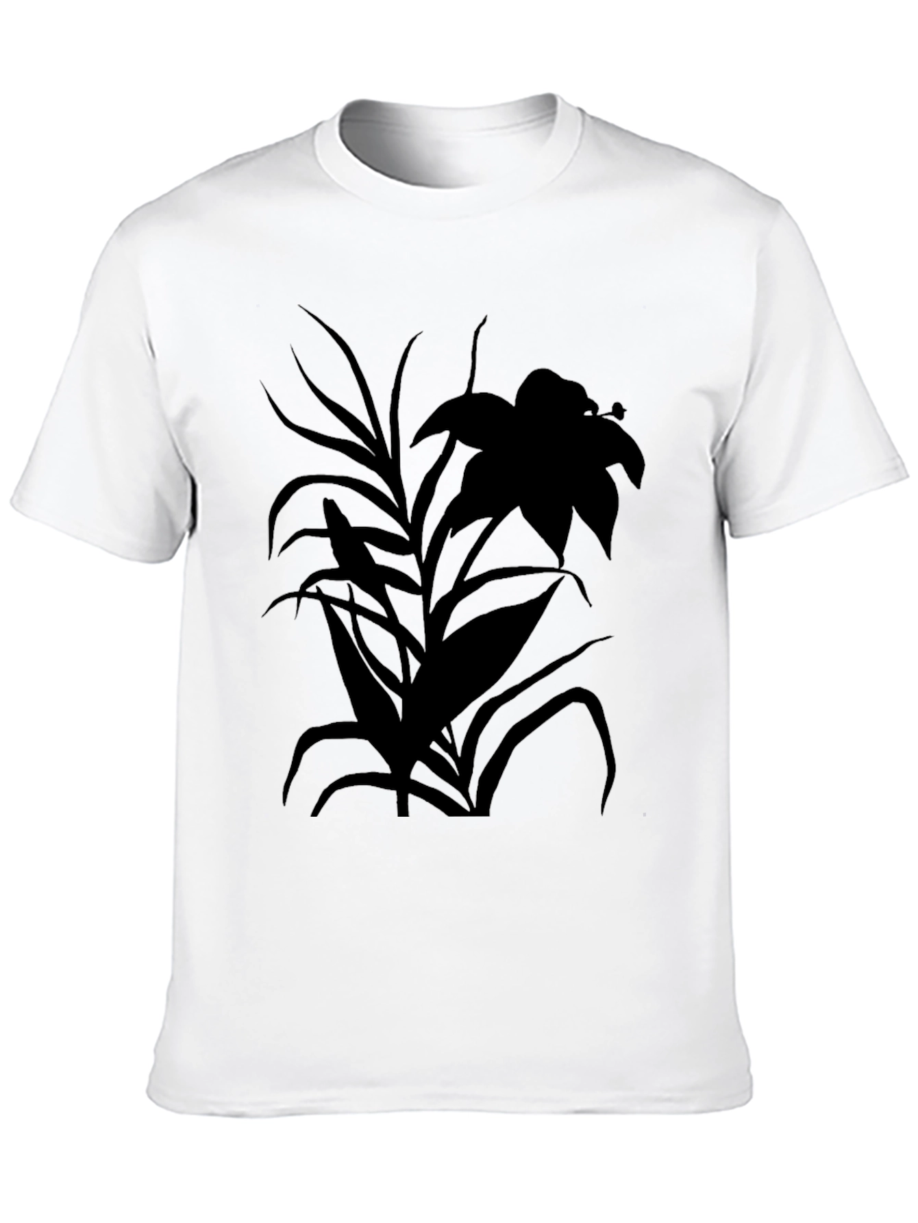 Floral Silhouette Black T-Shirt
