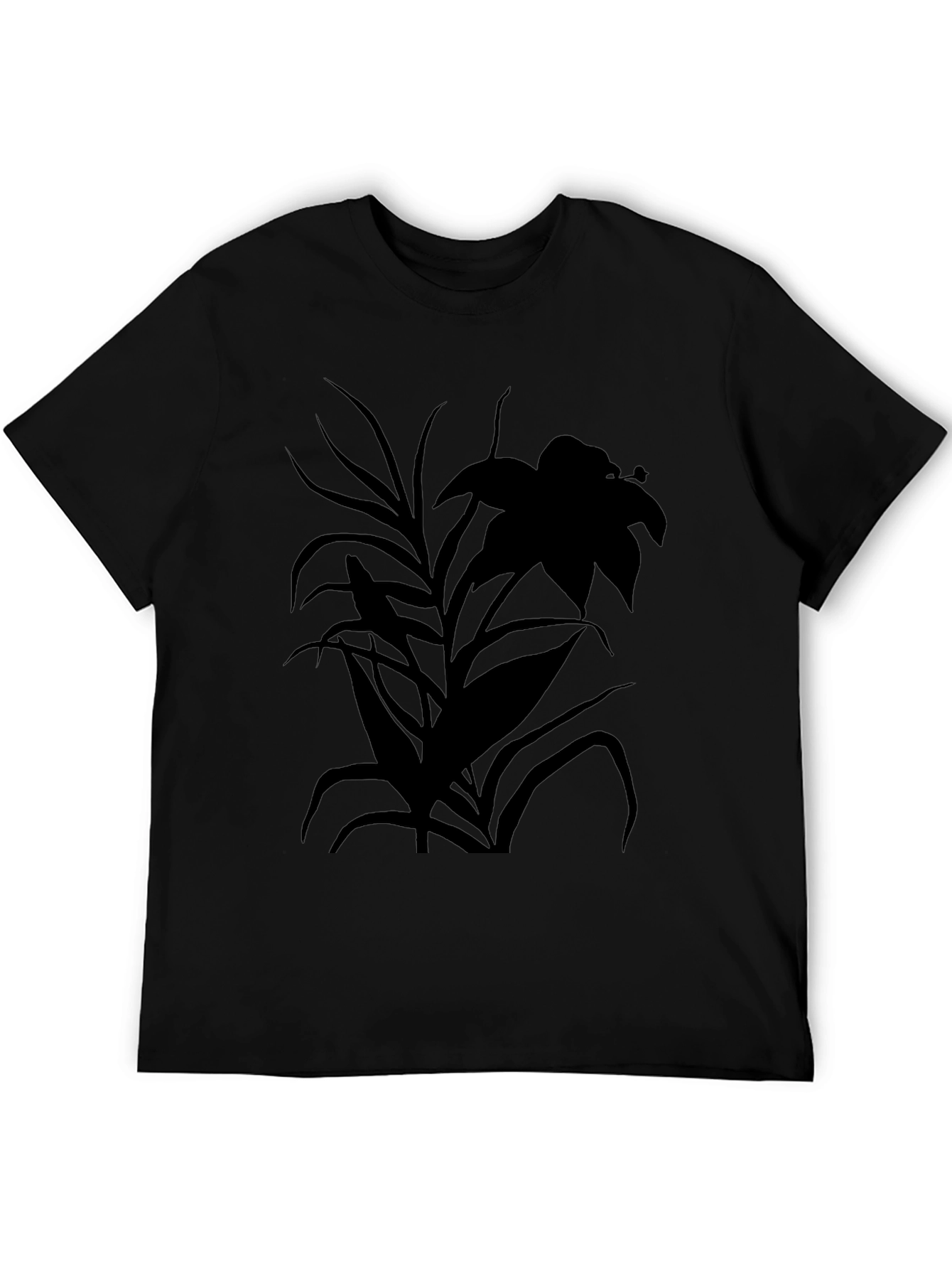 Floral Silhouette Black T-Shirt