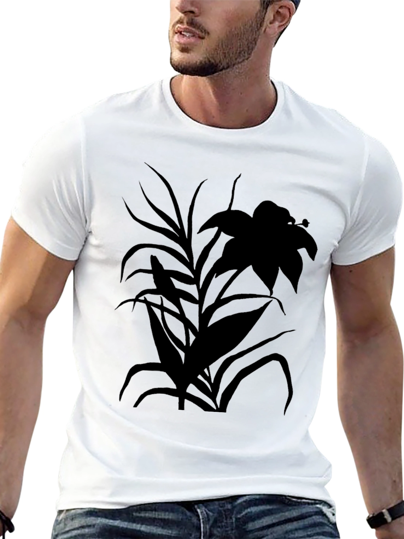 Floral Silhouette Black T-Shirt