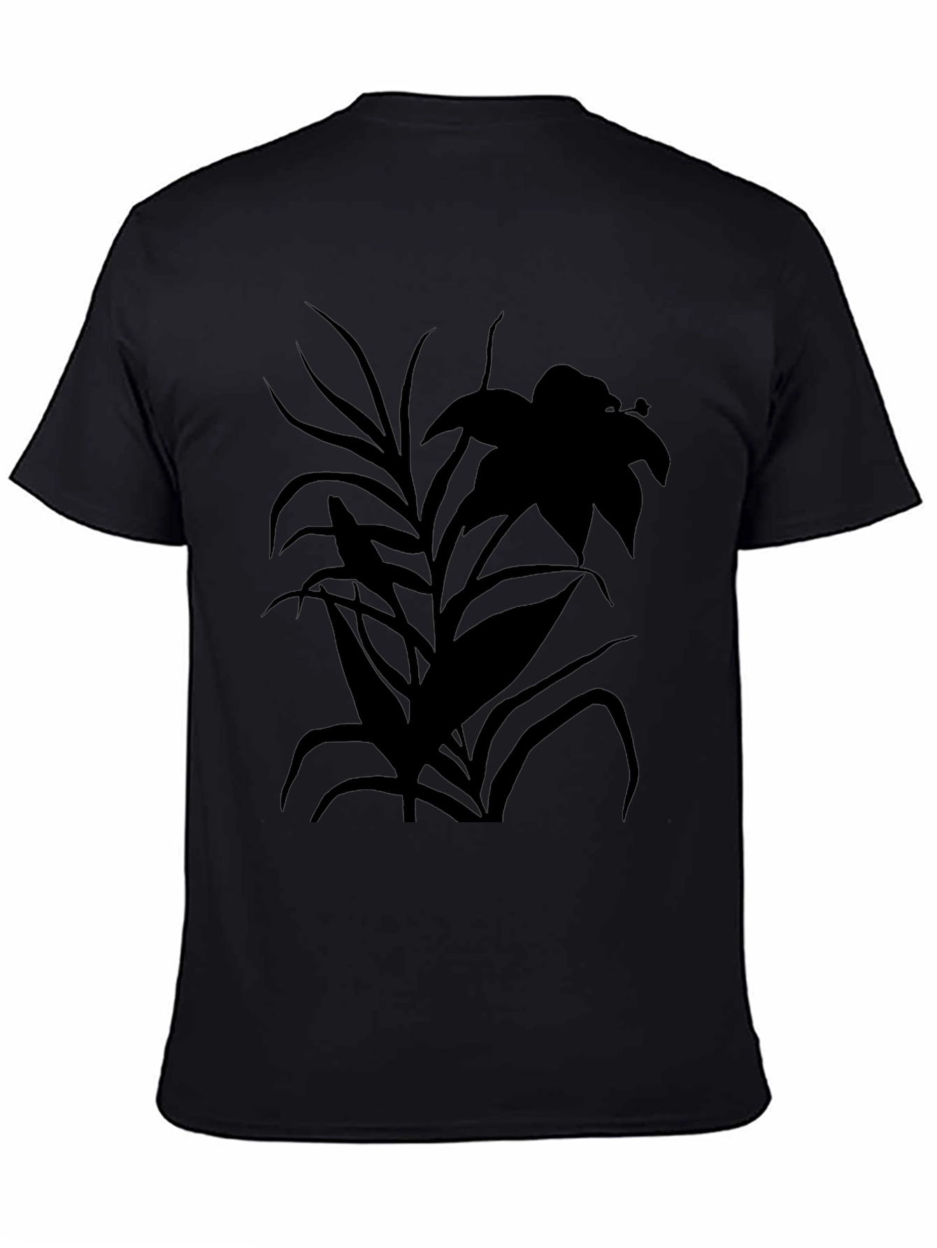 Floral Silhouette Black T-Shirt