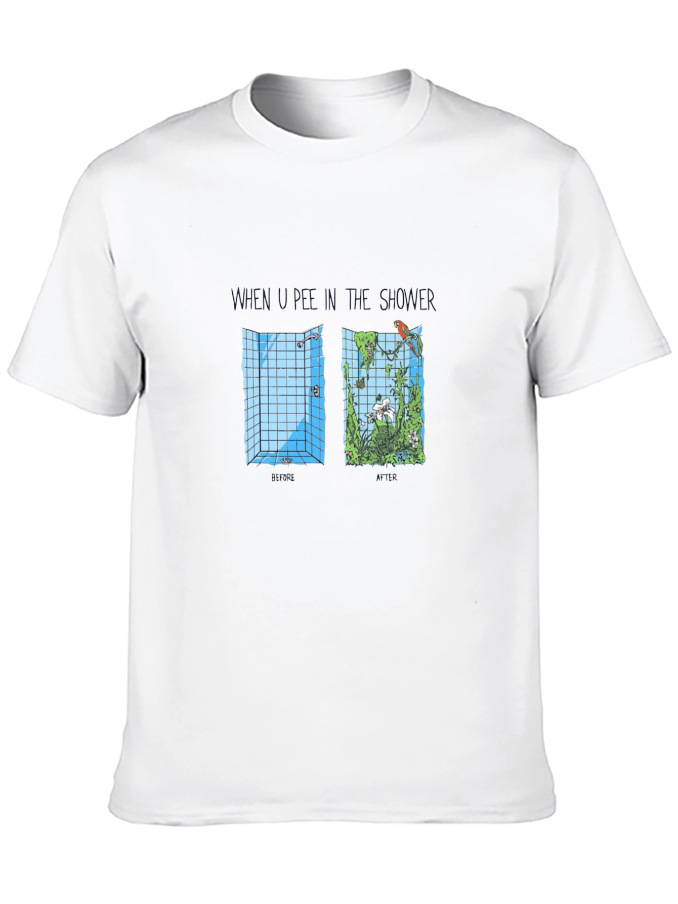 Humorous Shower Jungle Graphic Tee - Black